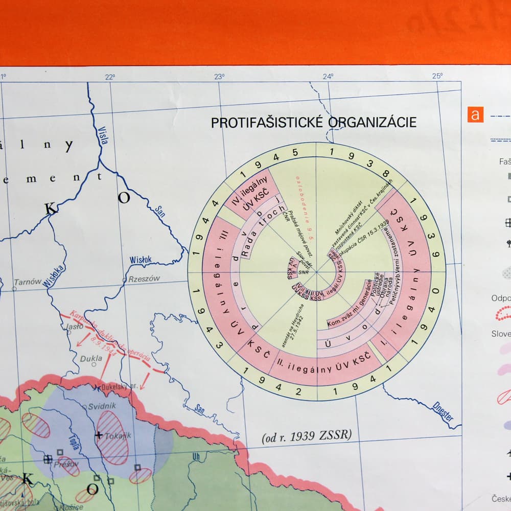 Mapa ścienna Czechosłowacja, multikolor, papier, Czechosłowacja, lata 60. - 94049