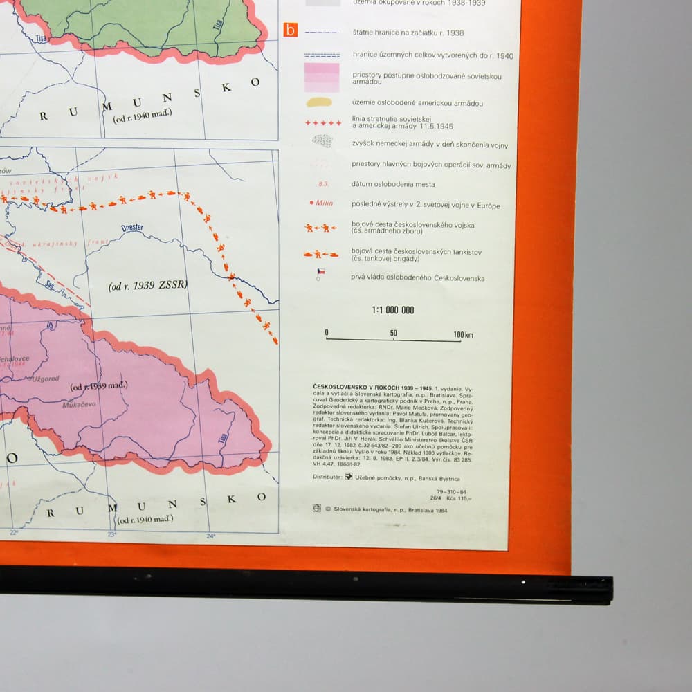 Mapa ścienna Czechosłowacja, multikolor, papier, Czechosłowacja, lata 60. - 94047