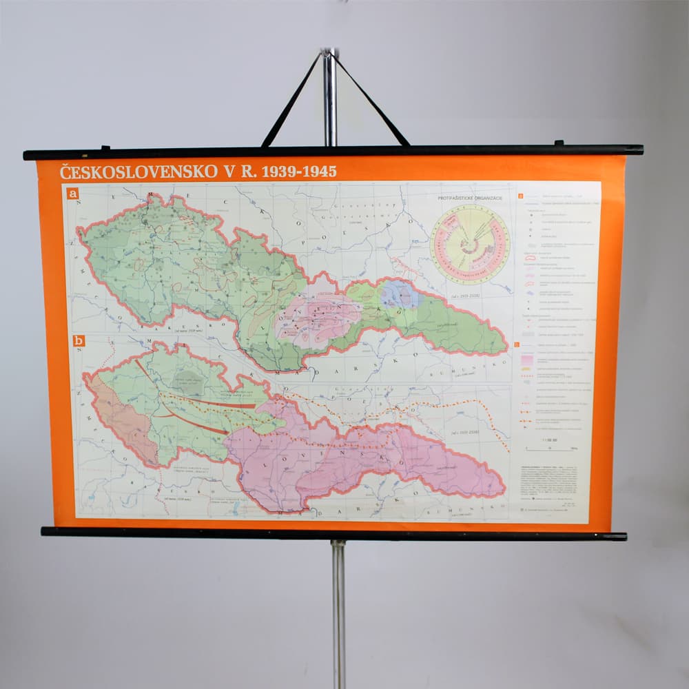 Mapa ścienna Czechosłowacja, multikolor, papier, Czechosłowacja, lata 60. - 94050