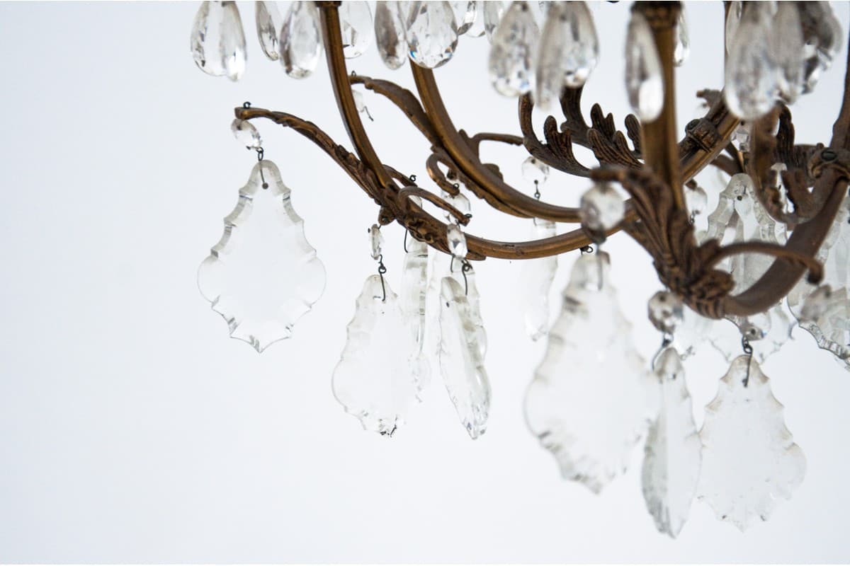 Złoty kryształowy żyrandol rokoko, Francja, lata 40. - 57802