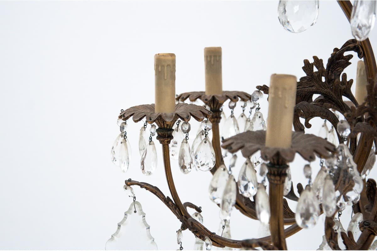 Złoty kryształowy żyrandol rokoko, Francja, lata 40. - 57801