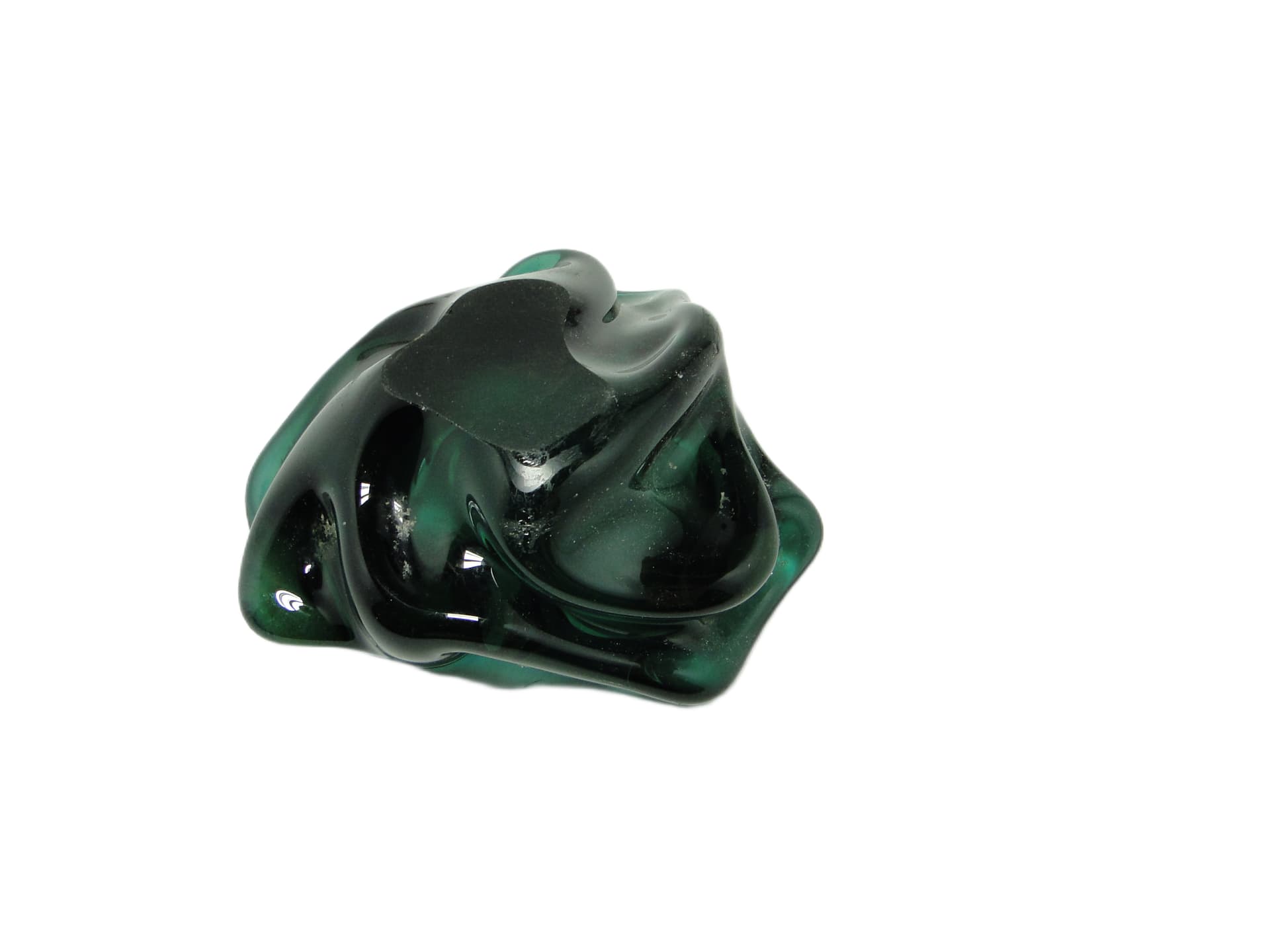 Popielnica mid-century modern, szkło zielone, Polska, lata 70. - 94531