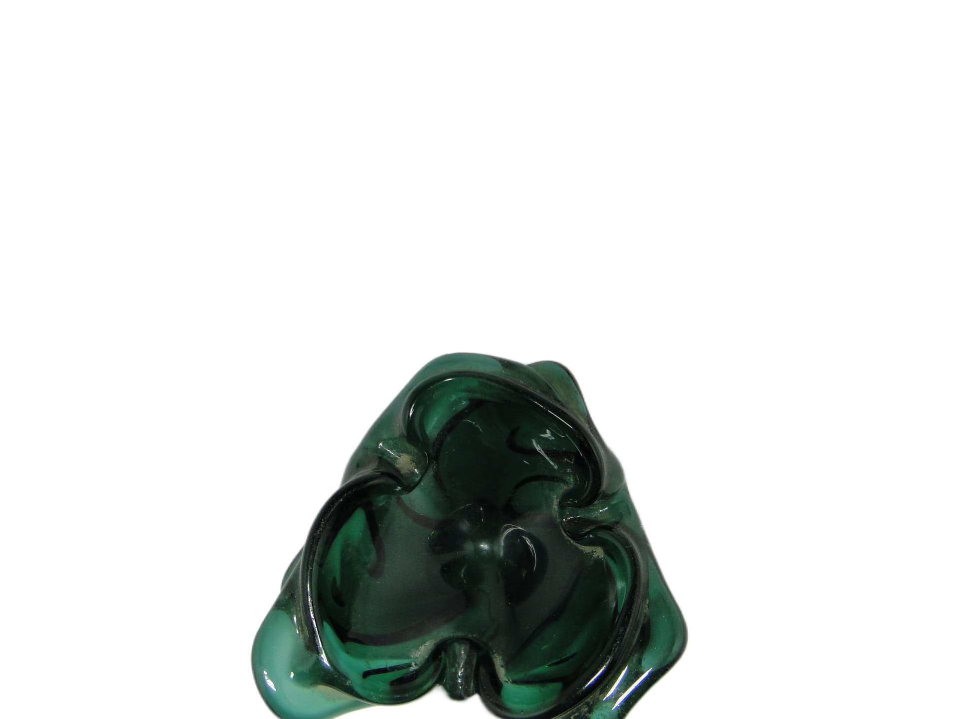 Popielnica mid-century modern, szkło zielone, Polska, lata 70. - 94528