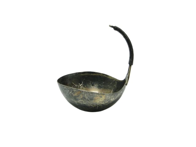 Chochla, skandynawski modernizm, mosiądz srebrzony, Dania, lata 60. - WYMIARY