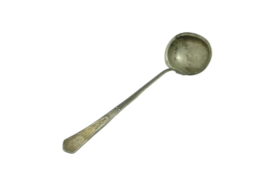 Art Nouveau soup ladle, silver-plated alpacca, Kummer, Poland, 1920s.