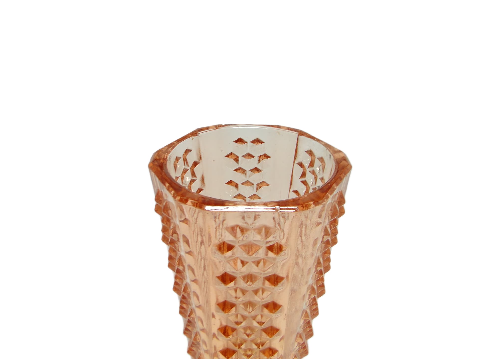 Wazon Ćwieki, modernizm, szkło rozalinowe, Ząbkowice, Polska, lata 70. - 94653