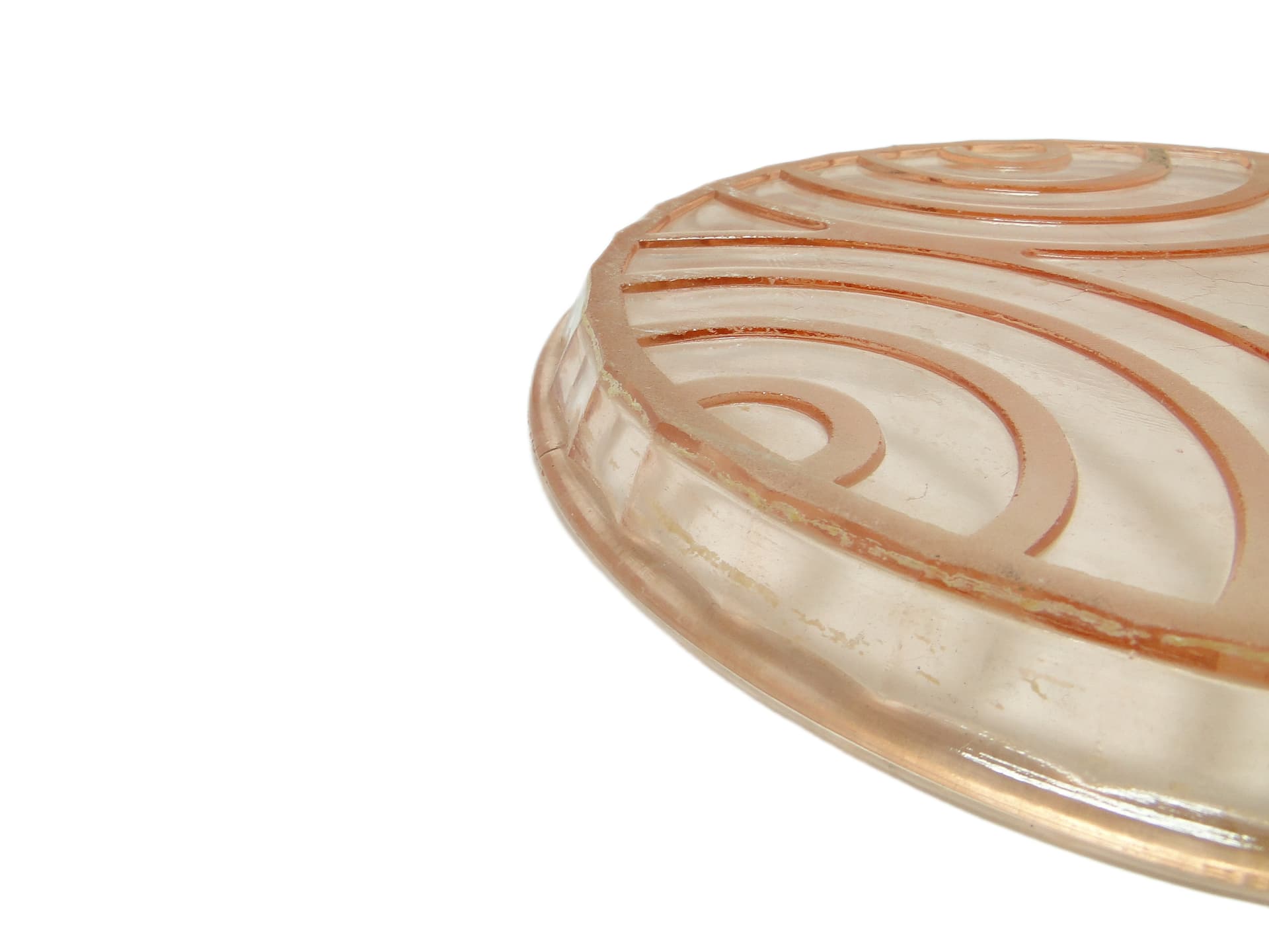 Mid-century modern decorative plate, pink glass, Poland, 1950s. - 94664