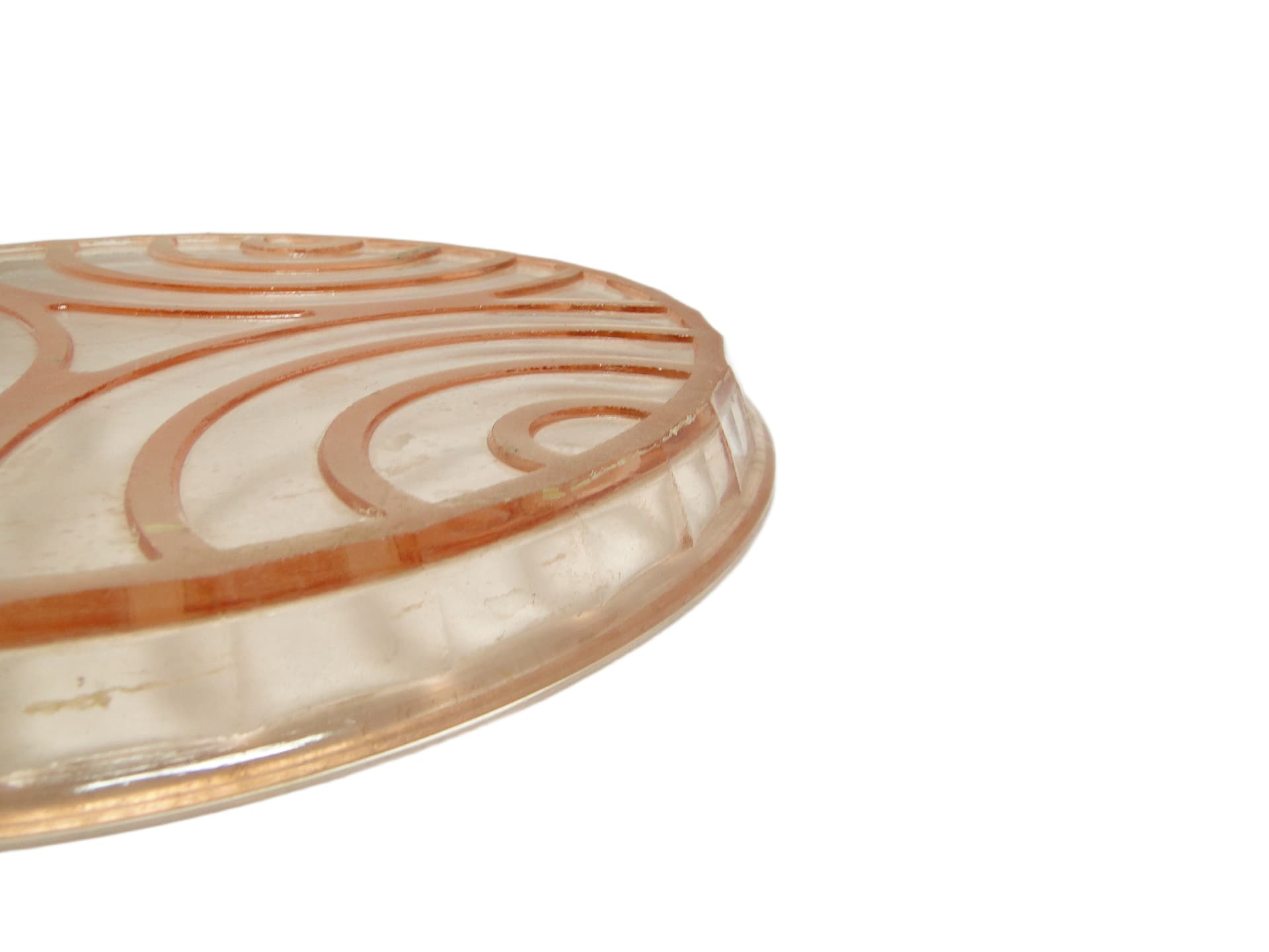 Mid-century modern decorative plate, pink glass, Poland, 1950s. - 94662