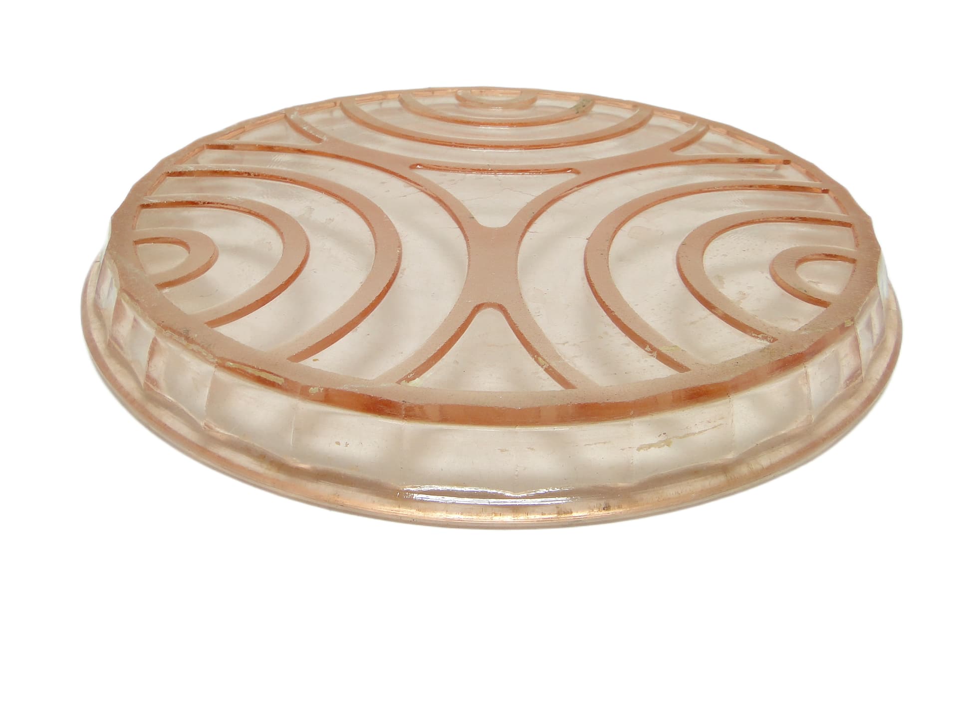 Mid-century modern decorative plate, pink glass, Poland, 1950s. - 94663