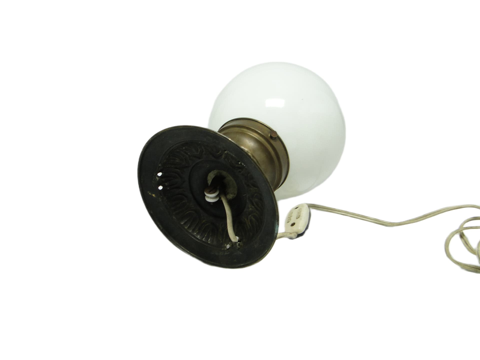 Lampa stołowa Art déco, szkło białe, Polska, lata 30. - 94687