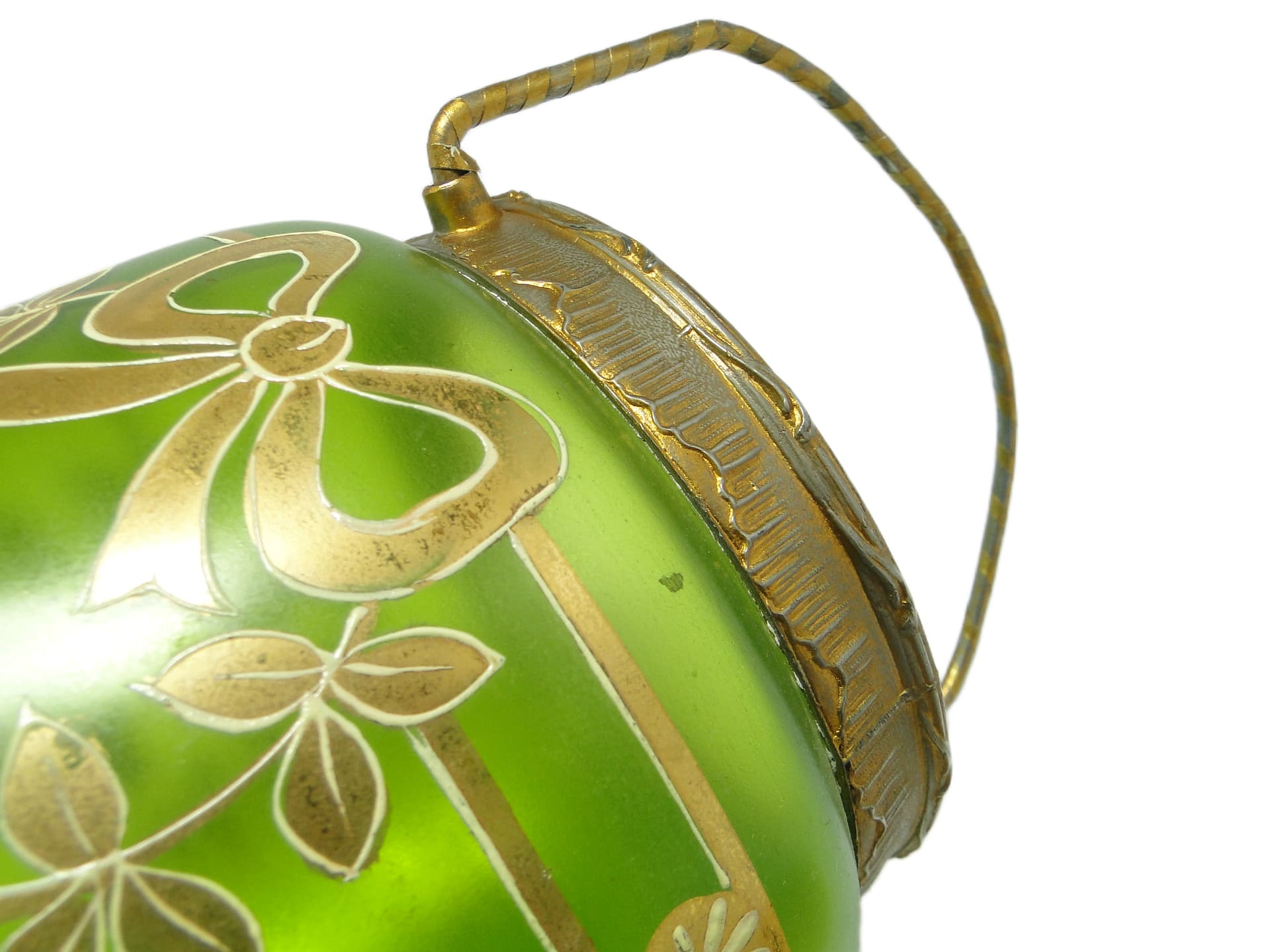 Herbatnica Art Nouveau, szkło zielone, Austria, pocz. XX w. - 94712