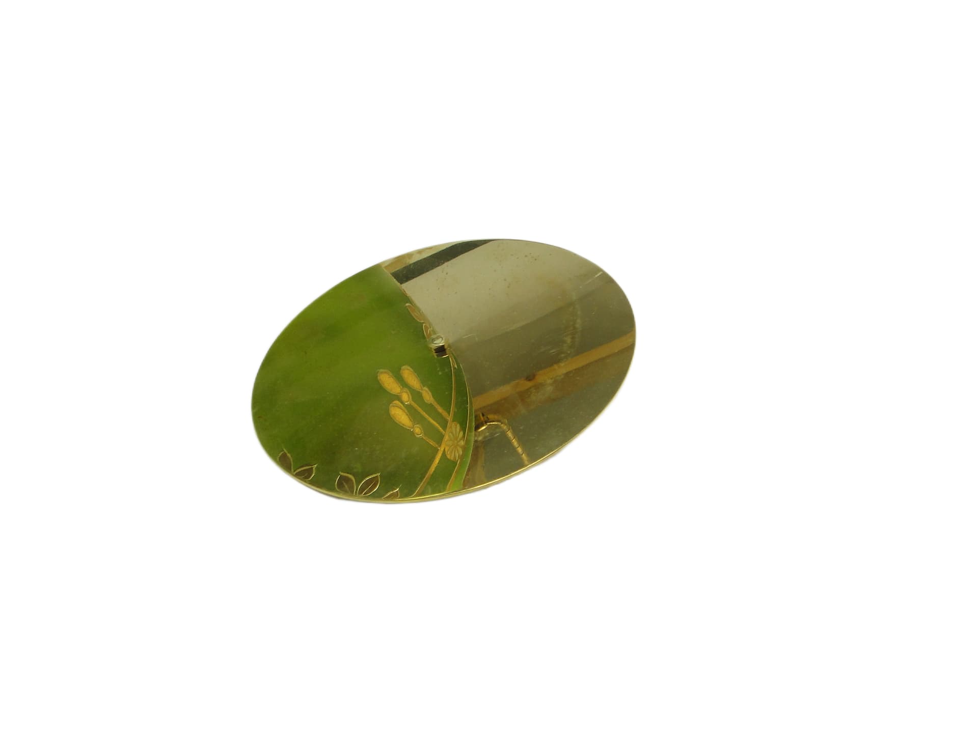 Herbatnica Art Nouveau, szkło zielone, Austria, pocz. XX w. - 94705