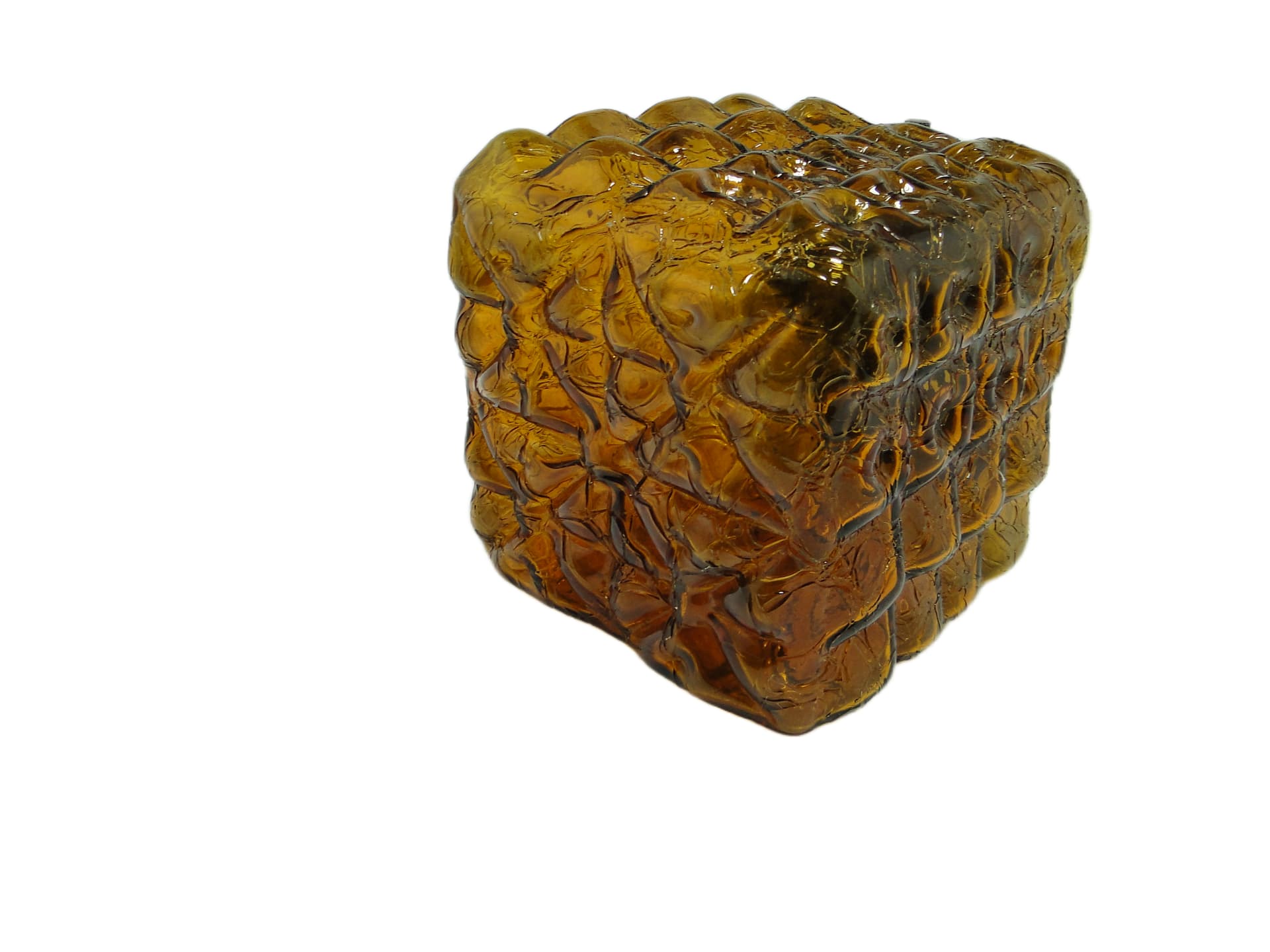 Ceiling lamp, Modernism, brown glass, Polam, Poland, 1980s. - 94754