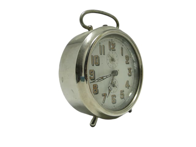 Budzik mechaniczny Art Déco, mosiądz chromowany, Francja, lata 30. - WYMIARY