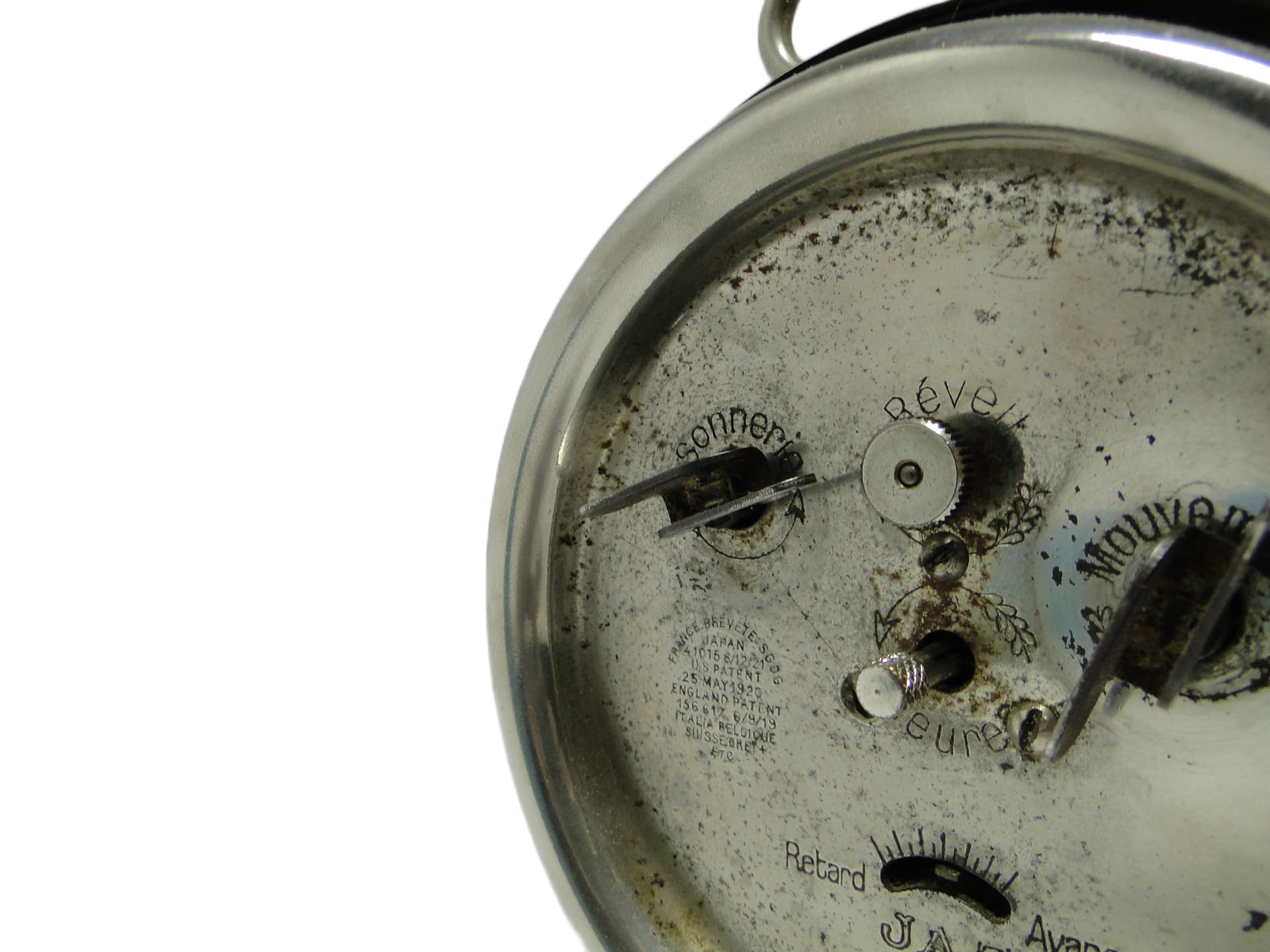 Budzik mechaniczny Art Déco, mosiądz chromowany, Francja, lata 30. - 94946