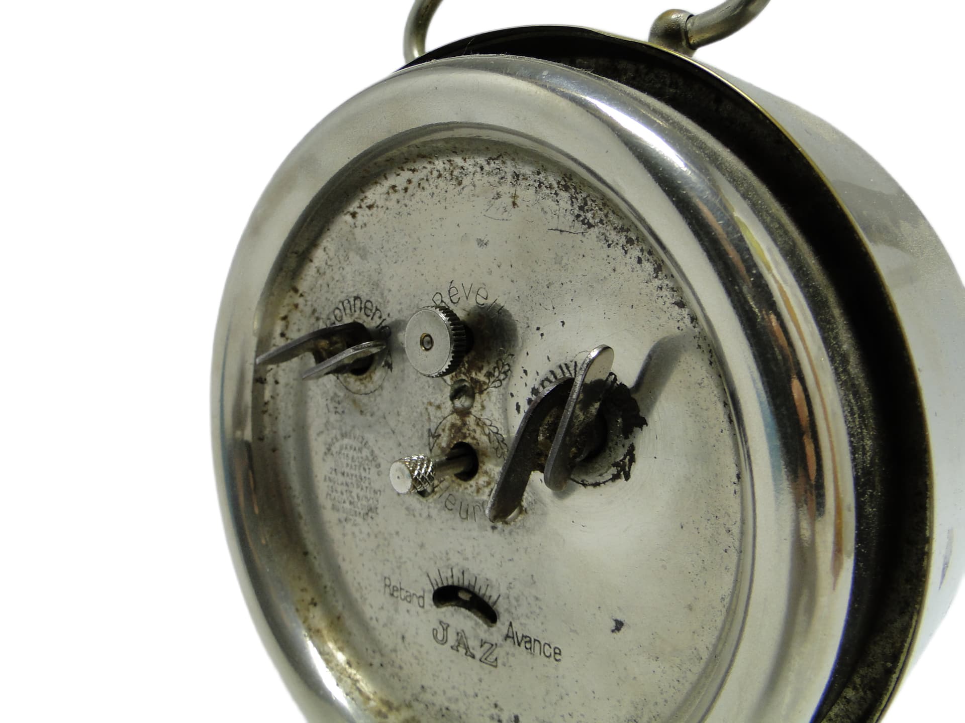 Budzik mechaniczny Art Déco, mosiądz chromowany, Francja, lata 30. - 94945