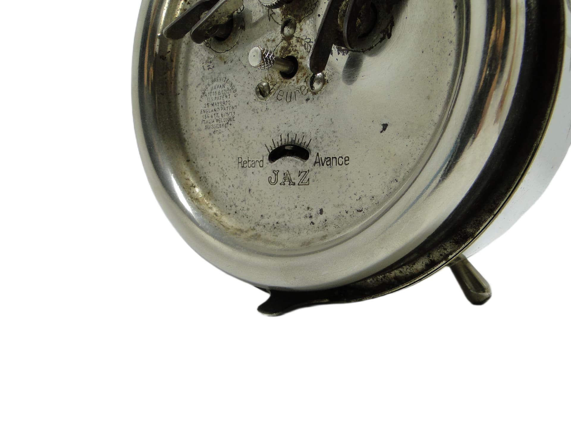 Budzik mechaniczny Art Déco, mosiądz chromowany, Francja, lata 30. - 94947