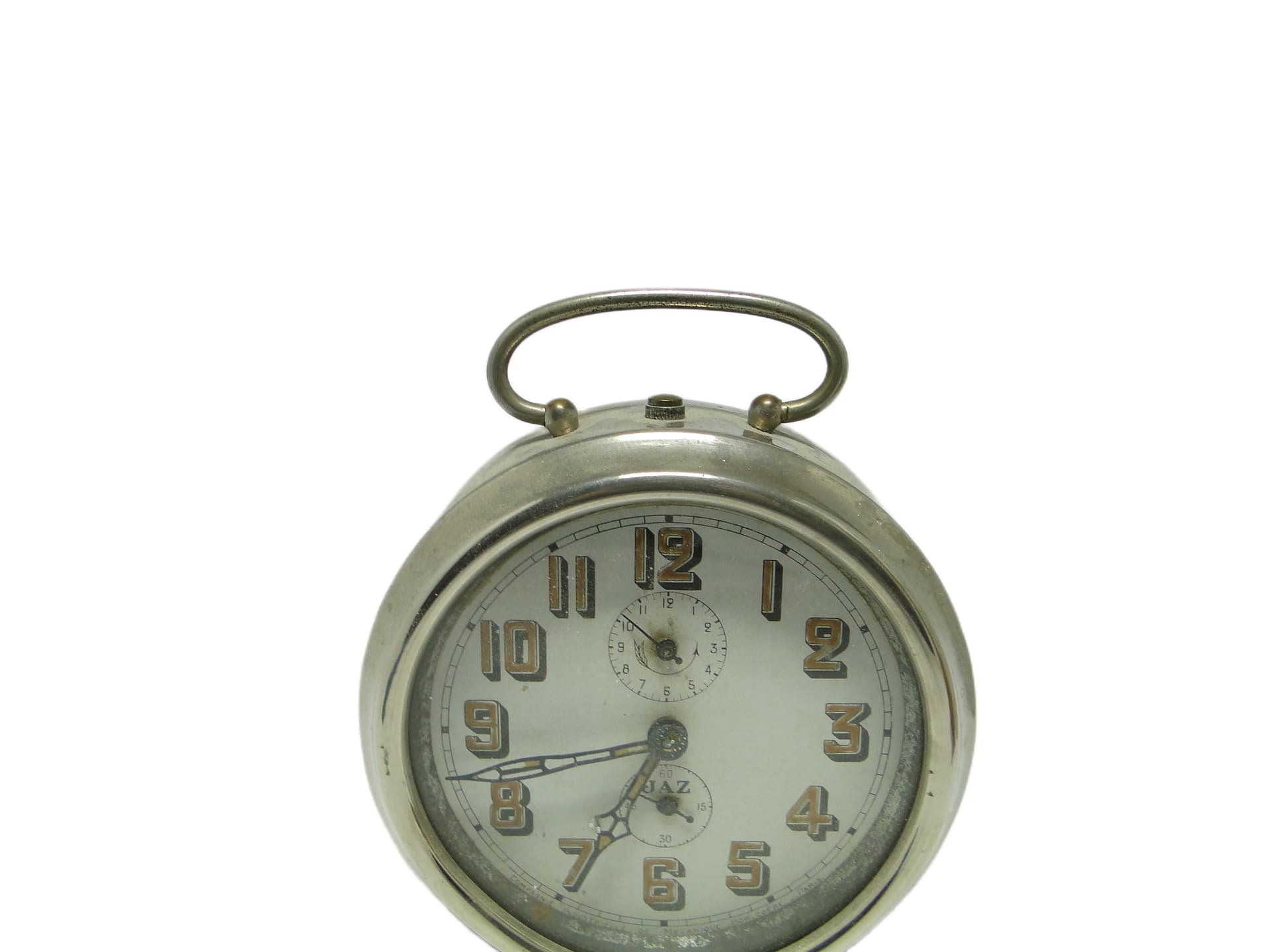 Budzik mechaniczny Art Déco, mosiądz chromowany, Francja, lata 30. - 94938