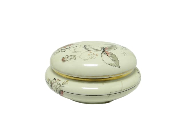 Bomboniera Art Nouveau, ceramika kremowa, Ćmielów, Polska, lata 50. - WYMIARY