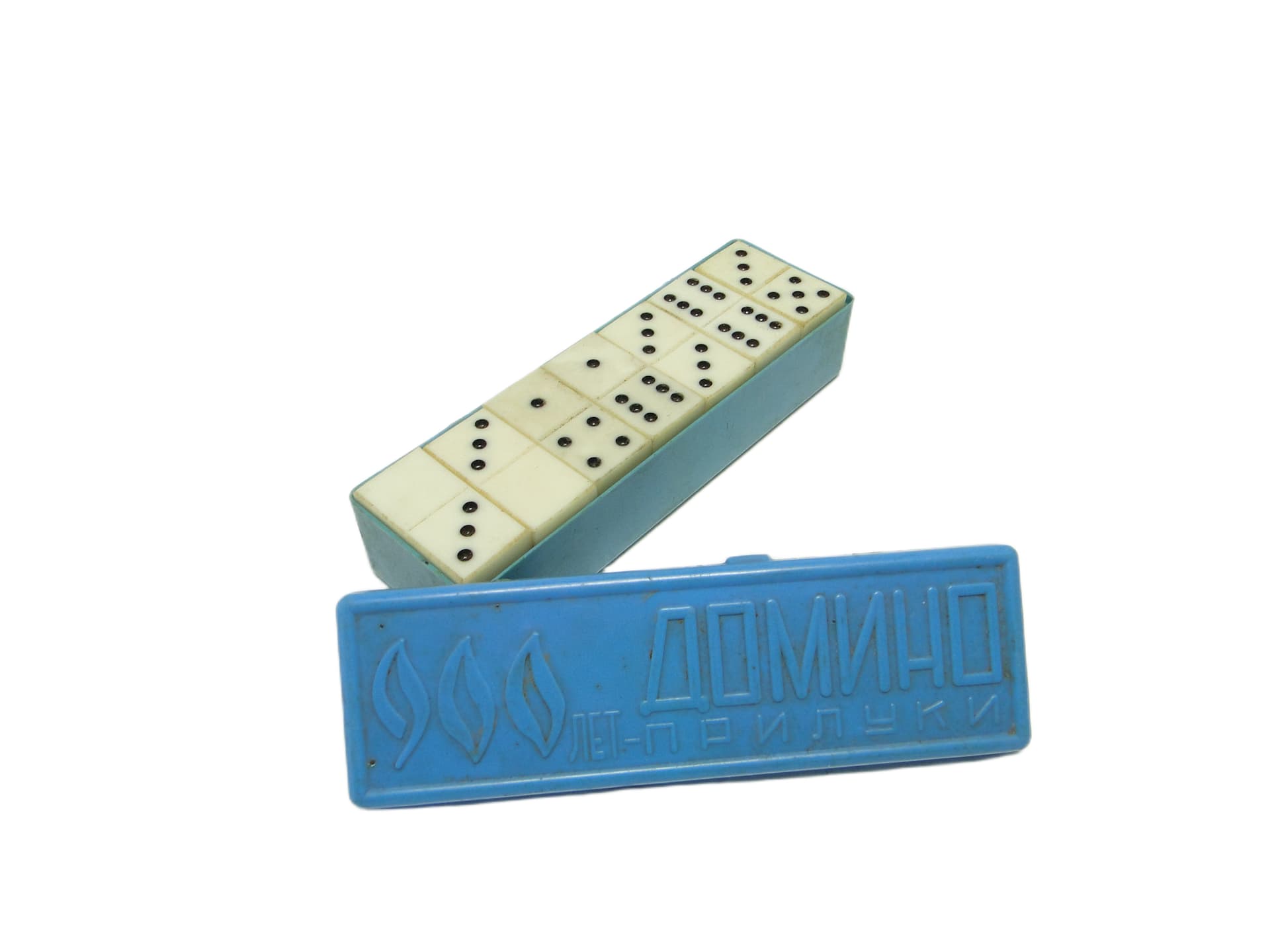 Modernist domino set, ivory white plastic, USSR, 1970s. - 94954