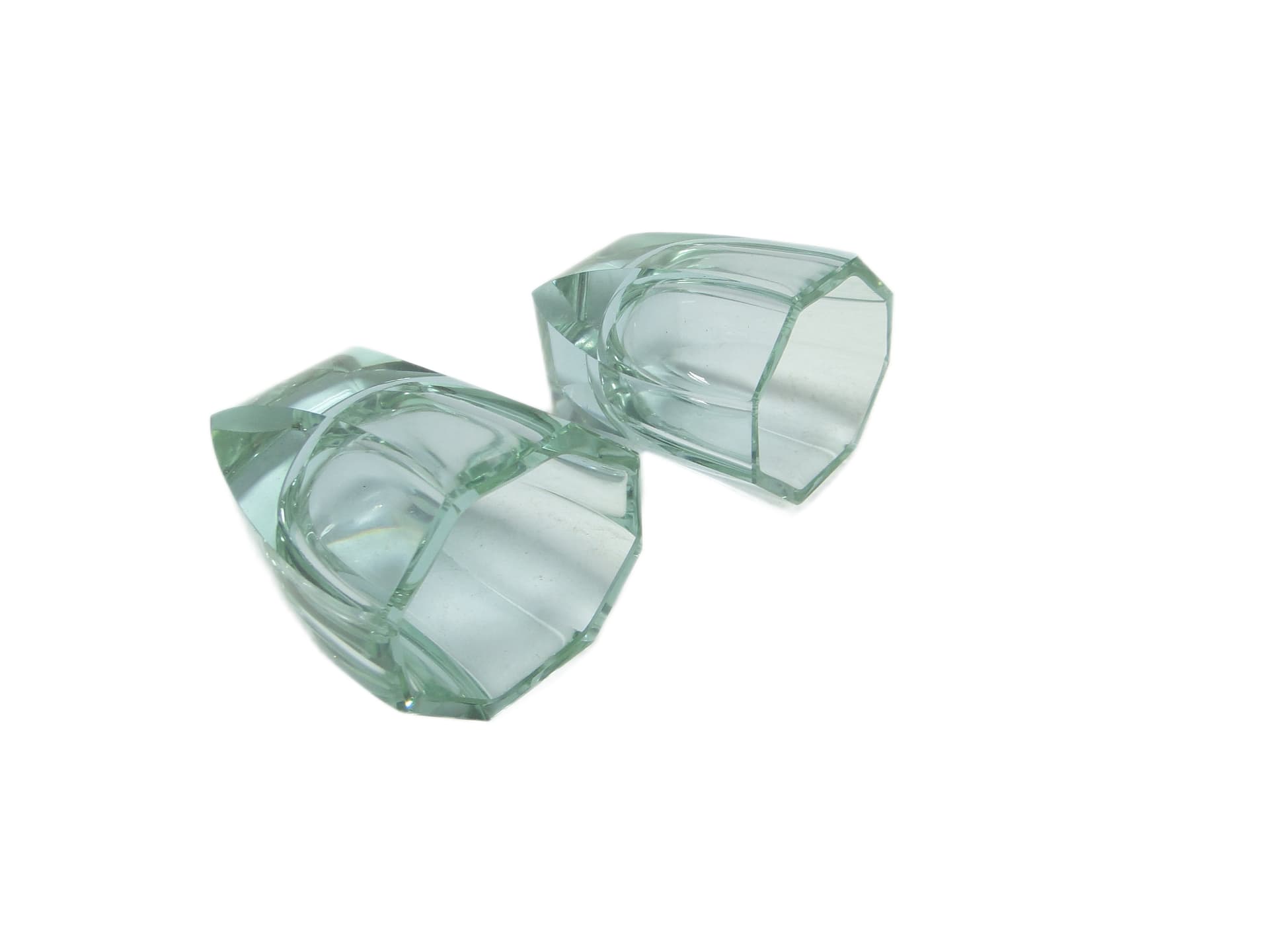 Para kieliszków Art Deco, szkło turkusowe, Czechosłowacja, lata 30. - 94959