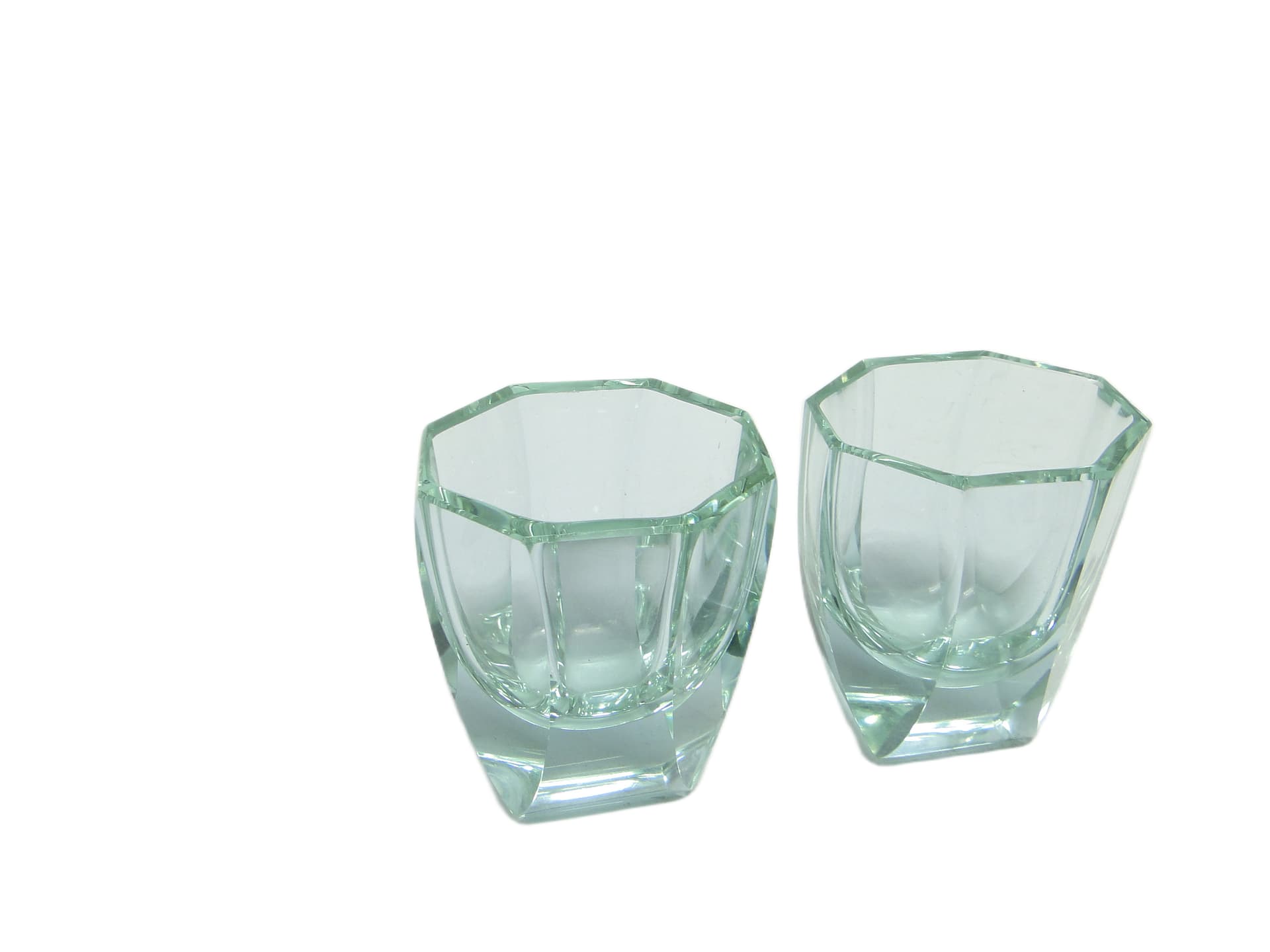 Para kieliszków Art Deco, szkło turkusowe, Czechosłowacja, lata 30. - 94956