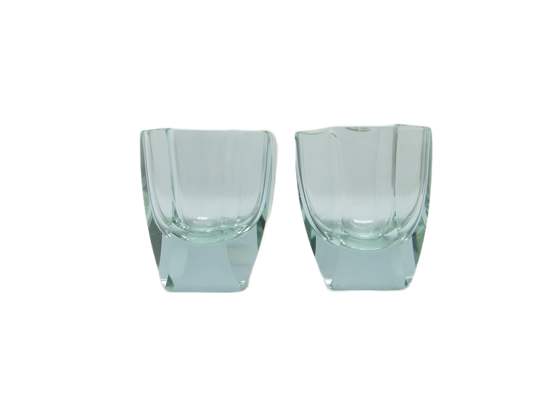 Para kieliszków Art Deco, szkło turkusowe, Czechosłowacja, lata 30.