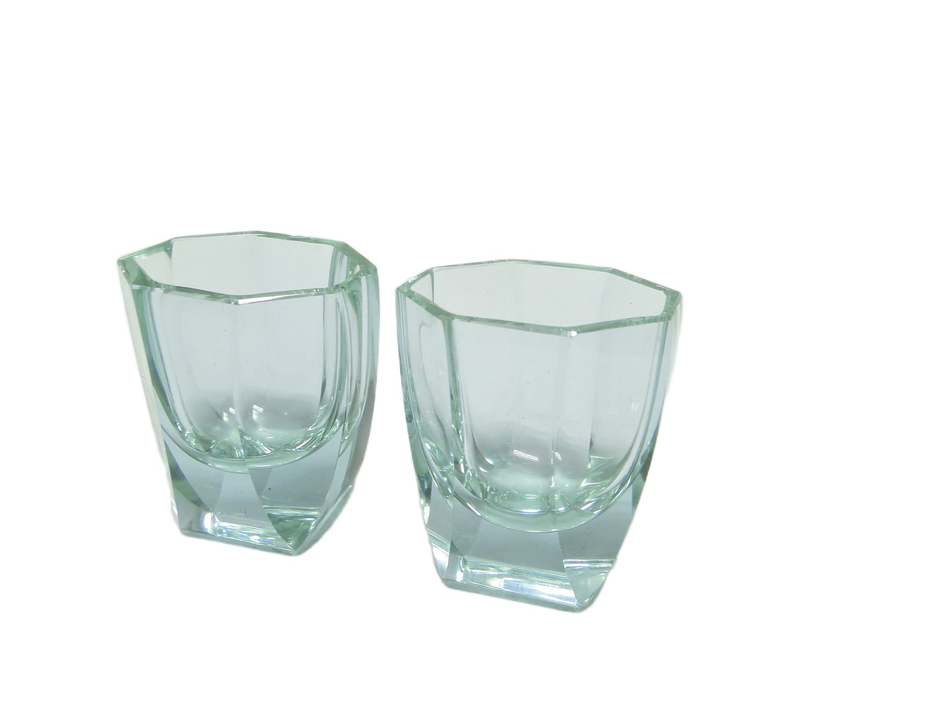 Para kieliszków Art Deco, szkło turkusowe, Czechosłowacja, lata 30. - 94957