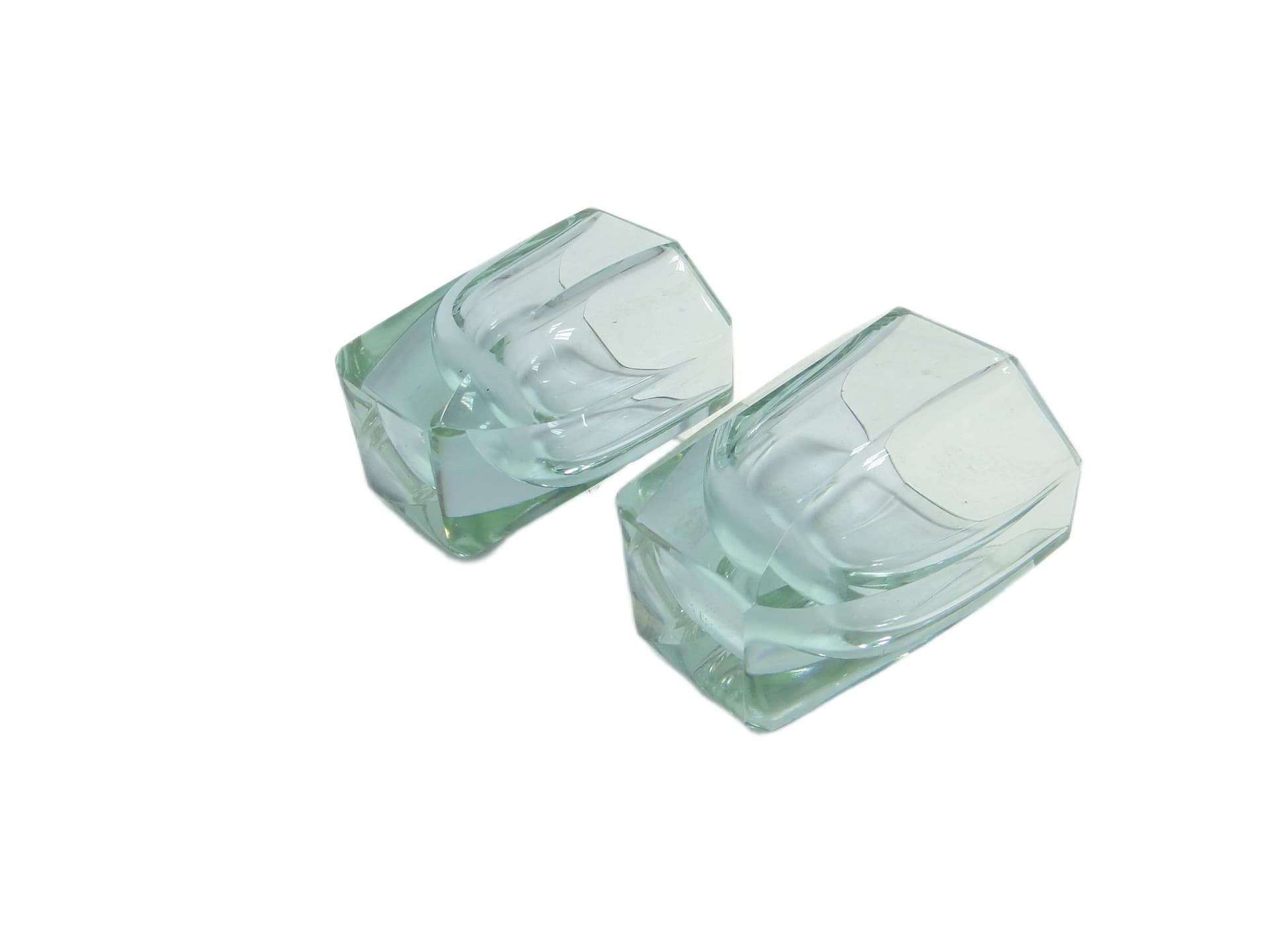 Para kieliszków Art Deco, szkło turkusowe, Czechosłowacja, lata 30. - 94961