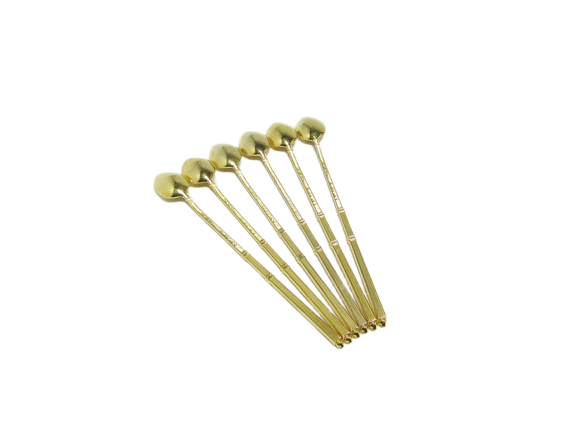 Art Deco cocktail spoon set, golden metal, France, 1950s. - 95006