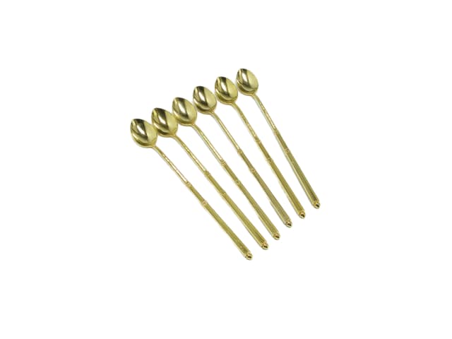 Art Deco cocktail spoon set, golden metal, France, 1950s. - DIMENSION