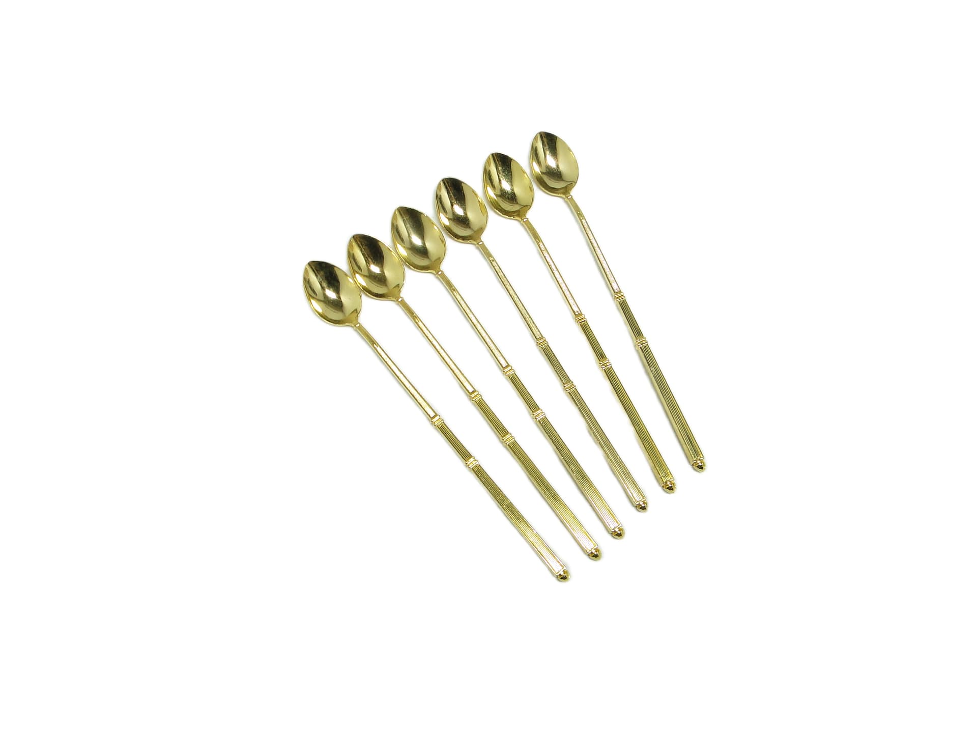 Art Deco cocktail spoon set, golden metal, France, 1950s. - 95004