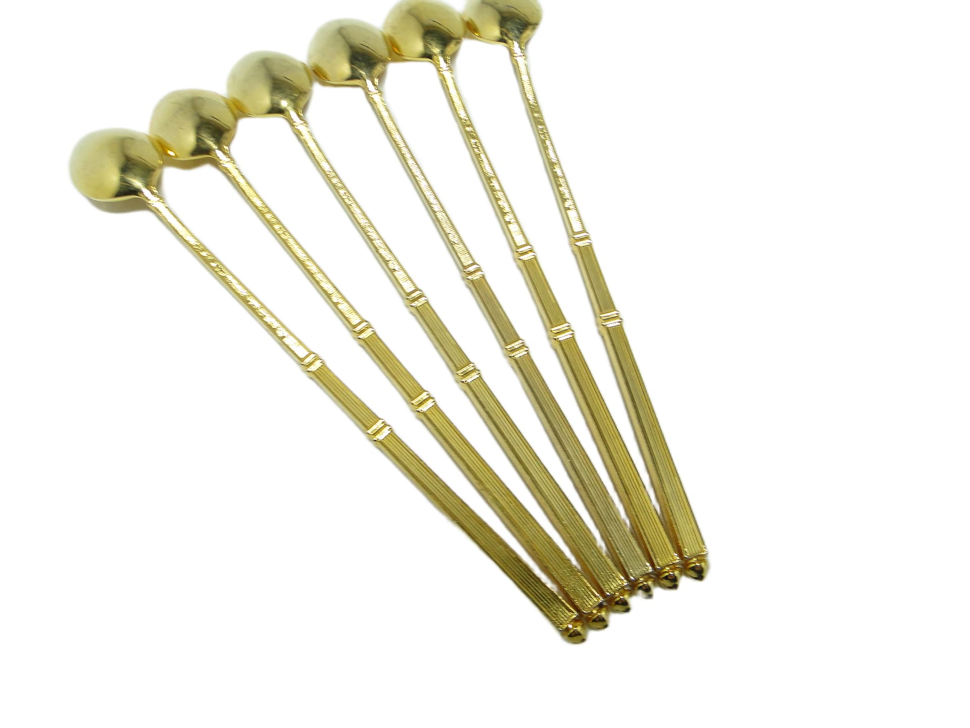 Art Deco cocktail spoon set, golden metal, France, 1950s. - 95008