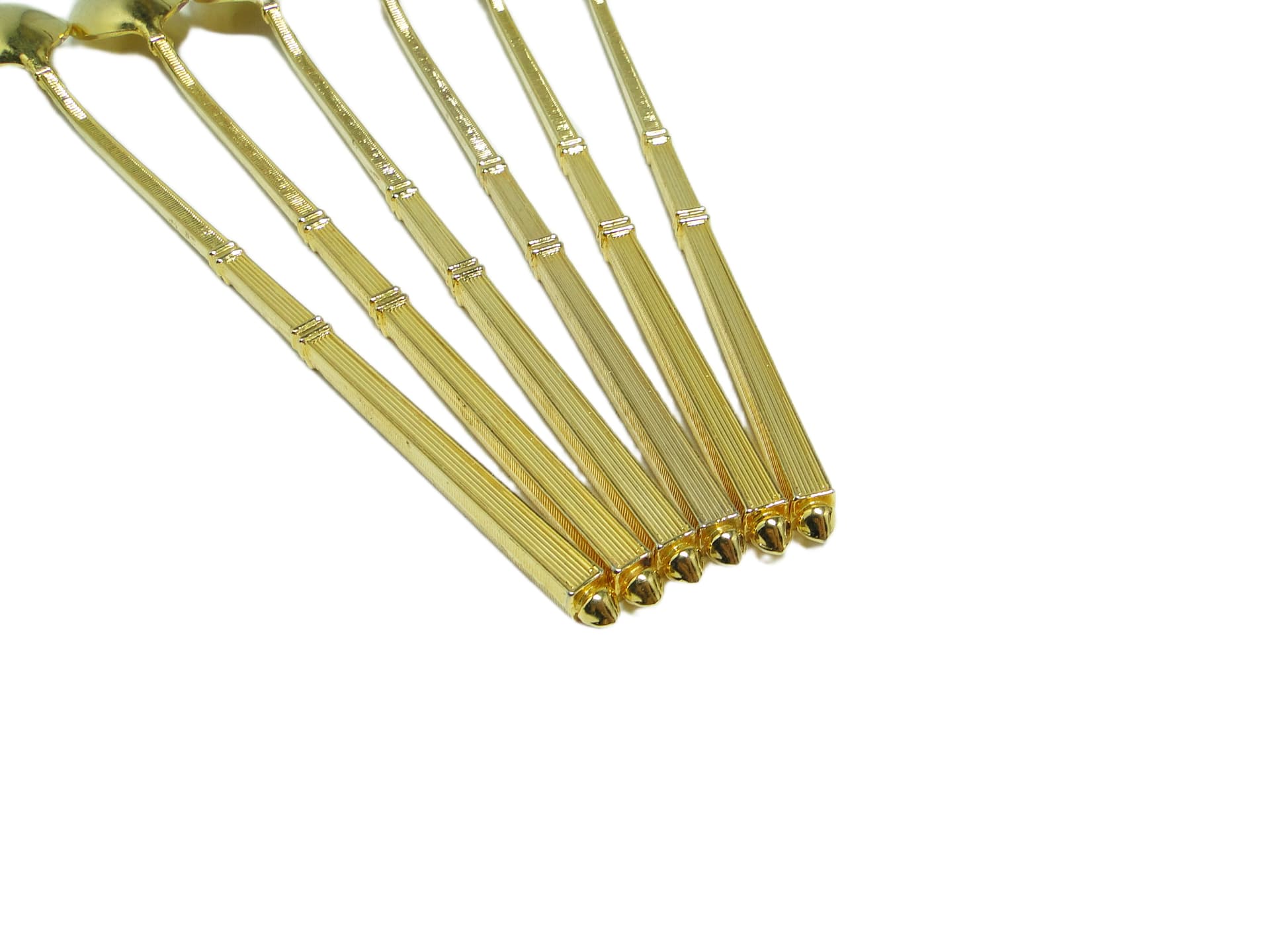 Art Deco cocktail spoon set, golden metal, France, 1950s. - 95007