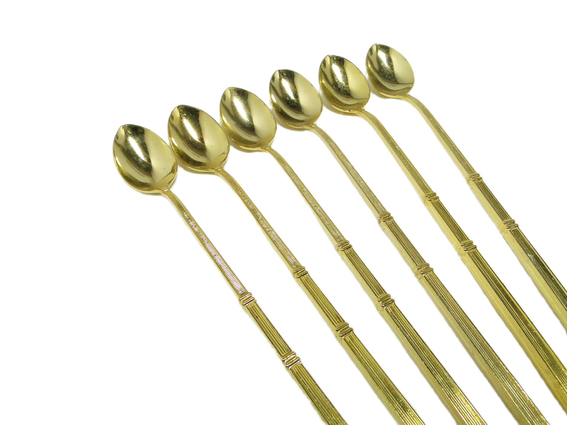 Art Deco cocktail spoon set, golden metal, France, 1950s. - 95011