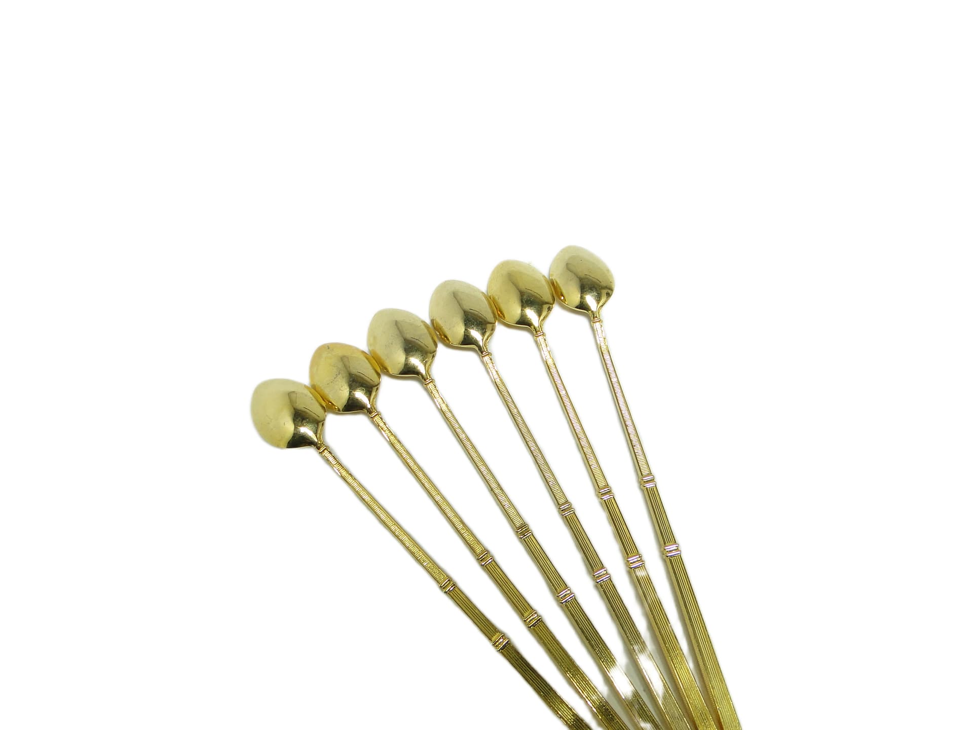 Art Deco cocktail spoon set, golden metal, France, 1950s. - 95009