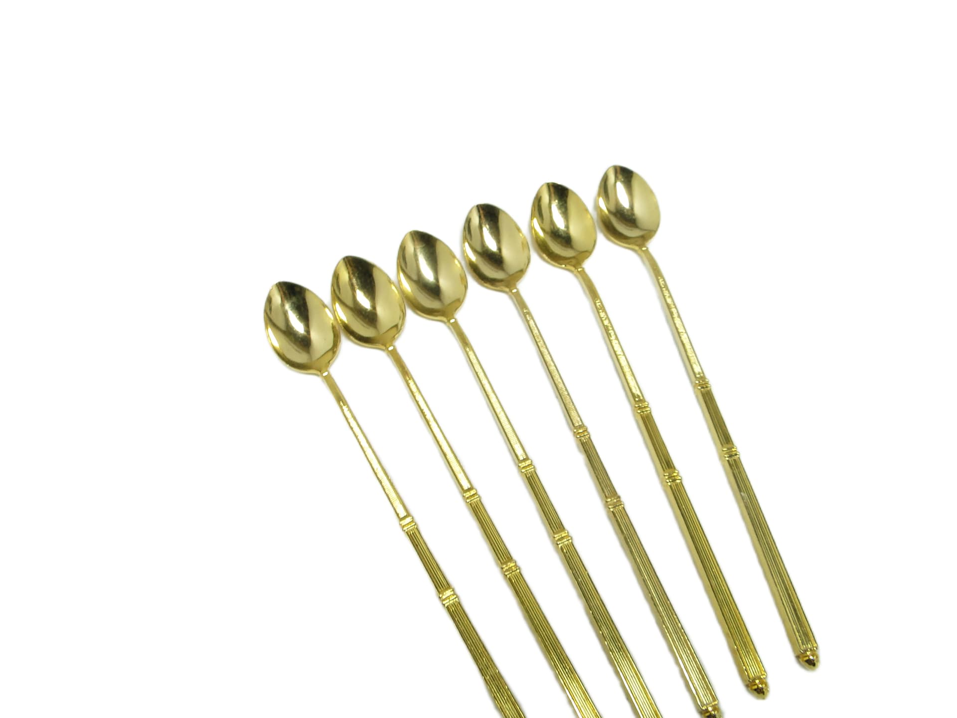 Art Deco cocktail spoon set, golden metal, France, 1950s. - 95005