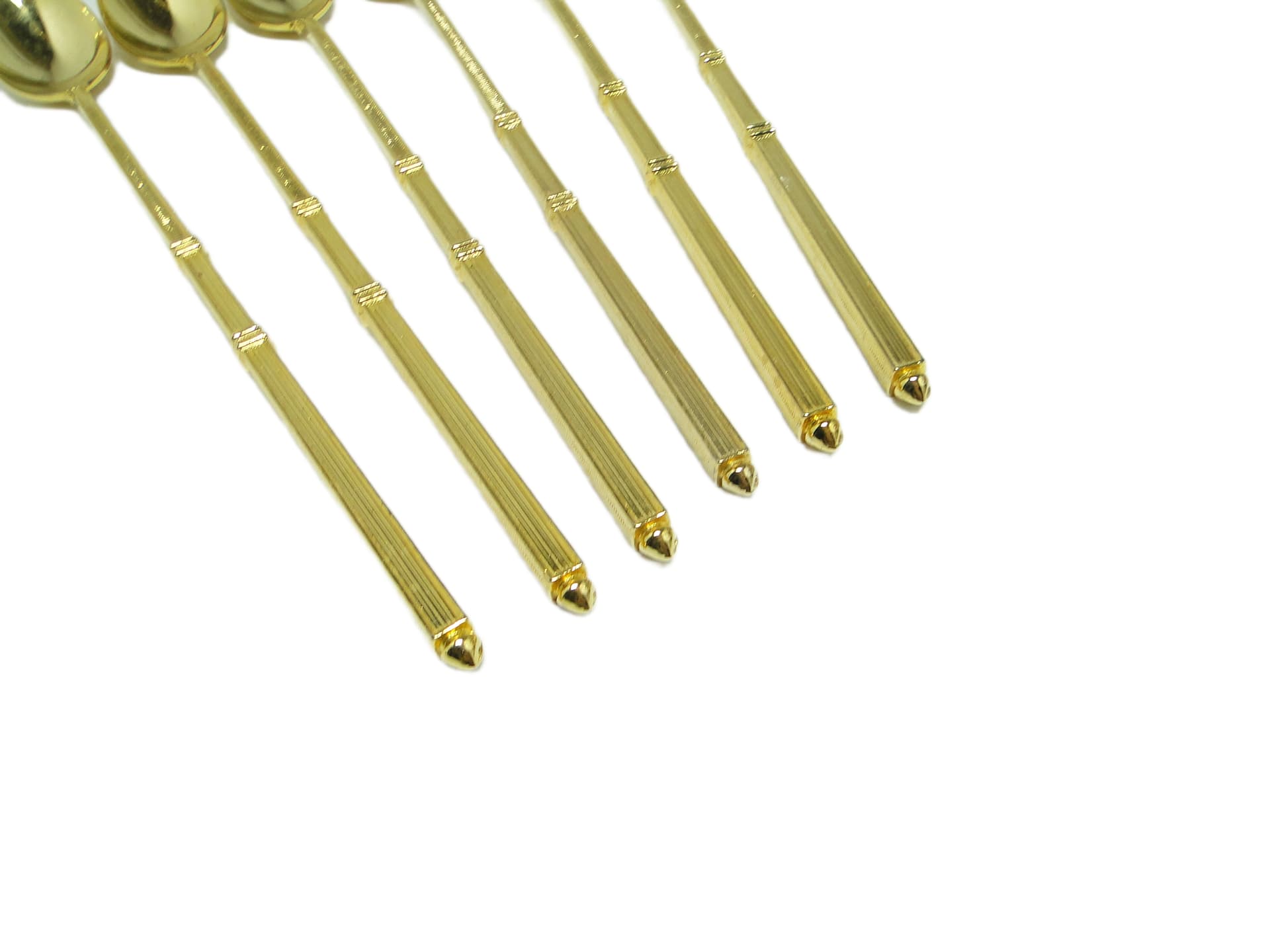 Art Deco cocktail spoon set, golden metal, France, 1950s. - 95010