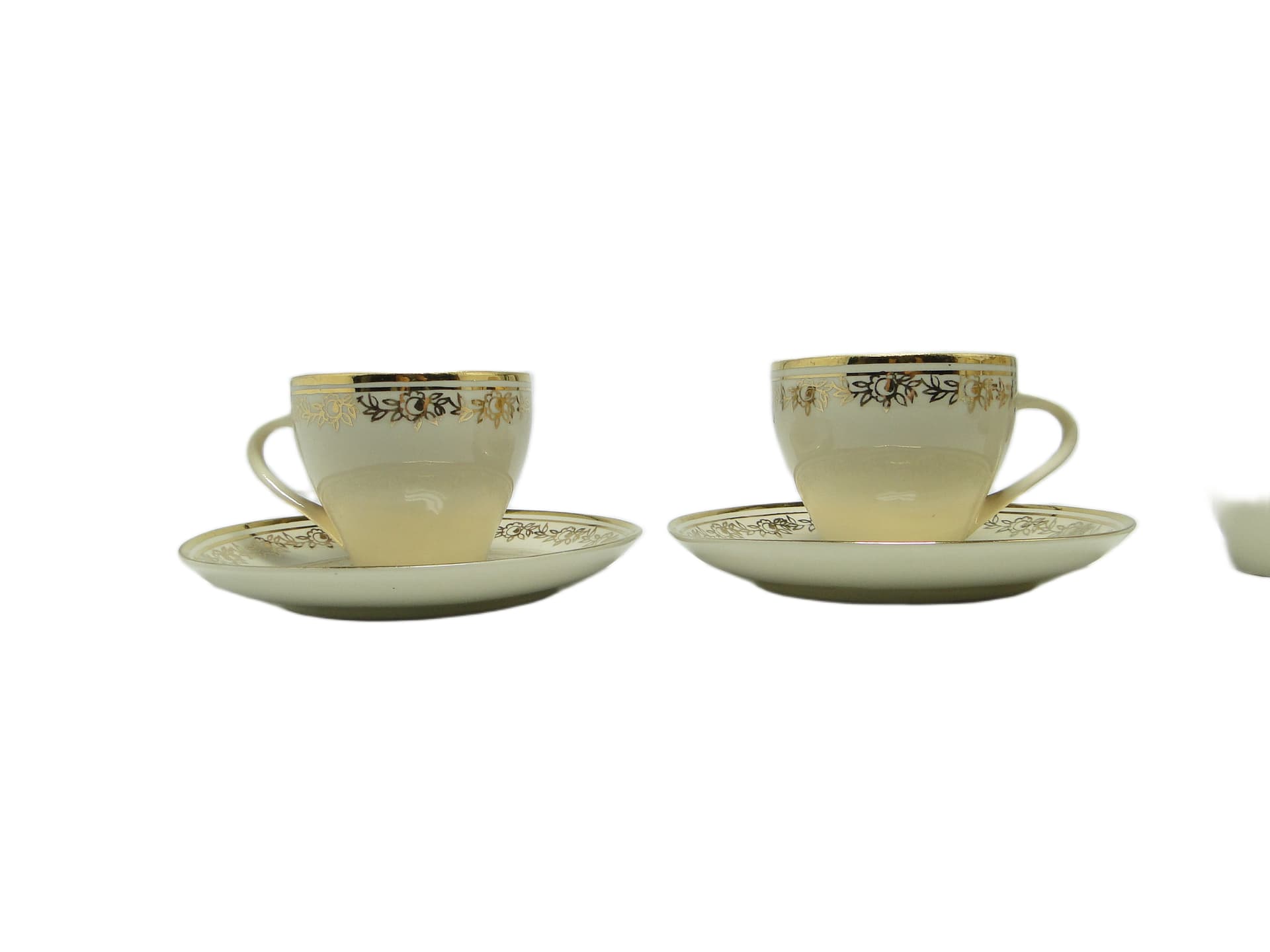 Para filiżanek Ewa, porcelana kość słoniowa, Polska, lata 70.