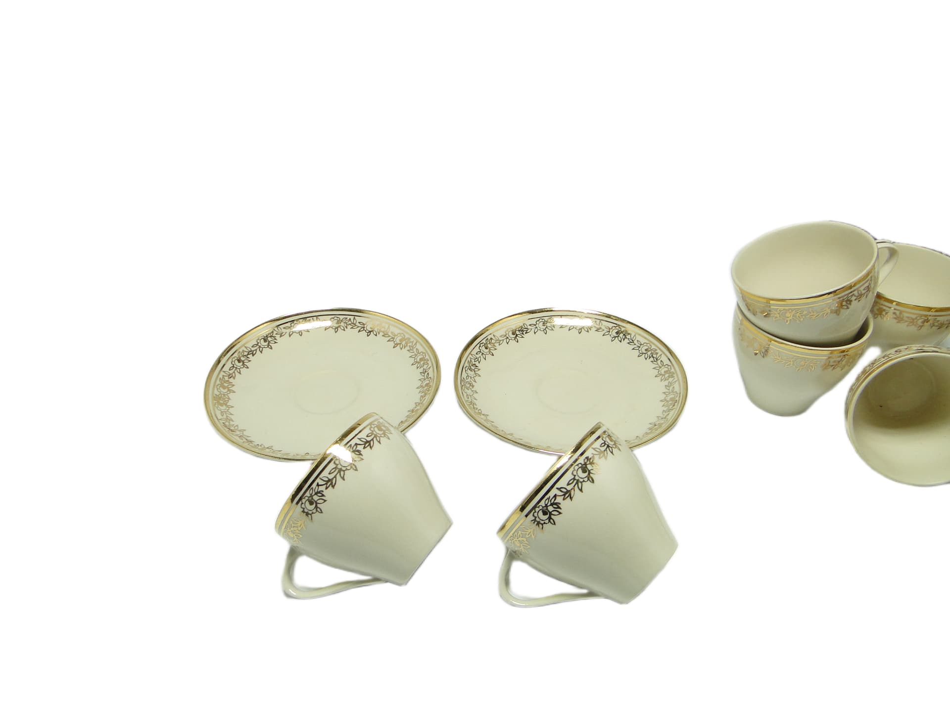 para filiżanek Ewa, mid-century modern, porcelana ivory white, Polska, lata 70. - 95058