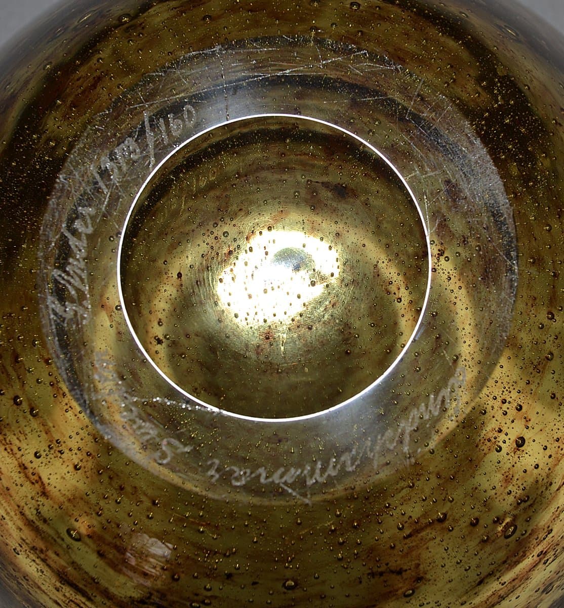 Bowl Cascada, golden glass, by A. Gunnar, Sweden, 1960s. - 710