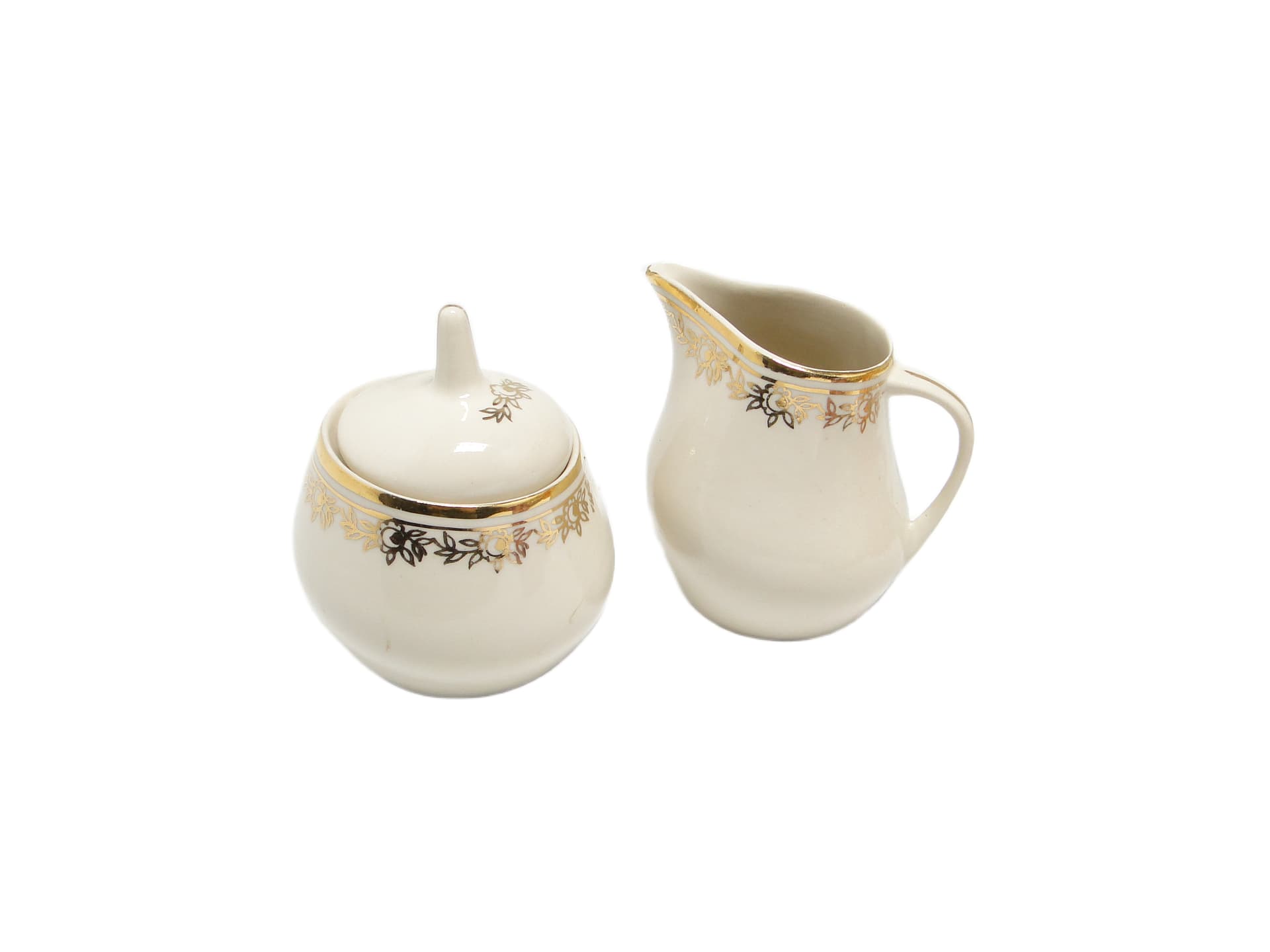 Cukiernica i mlecznik Ewa, mid-century modern, porcelana ivory white, Polska, lata 70. - 95076