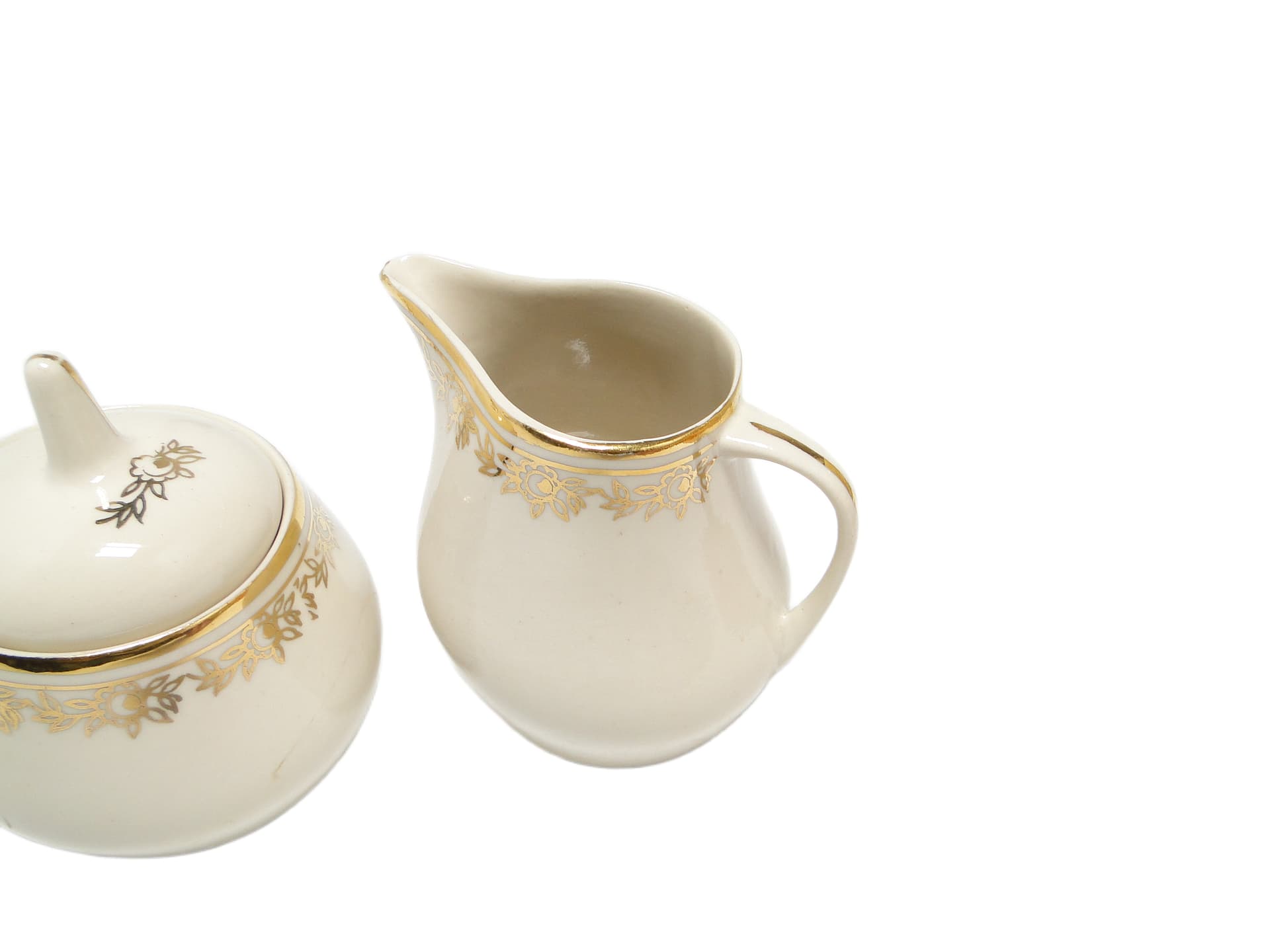 Cukiernica i mlecznik Ewa, mid-century modern, porcelana ivory white, Polska, lata 70. - 95079