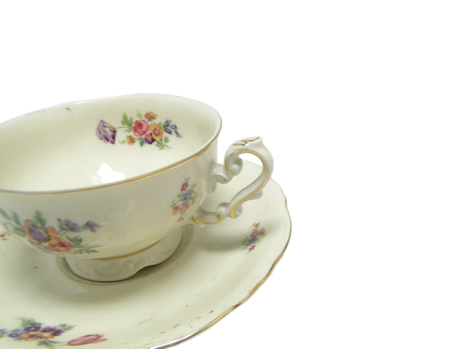 Filiżanka ze spodkiem Barok, porcelana ivory white, Niemcy, lata 30. - 95121