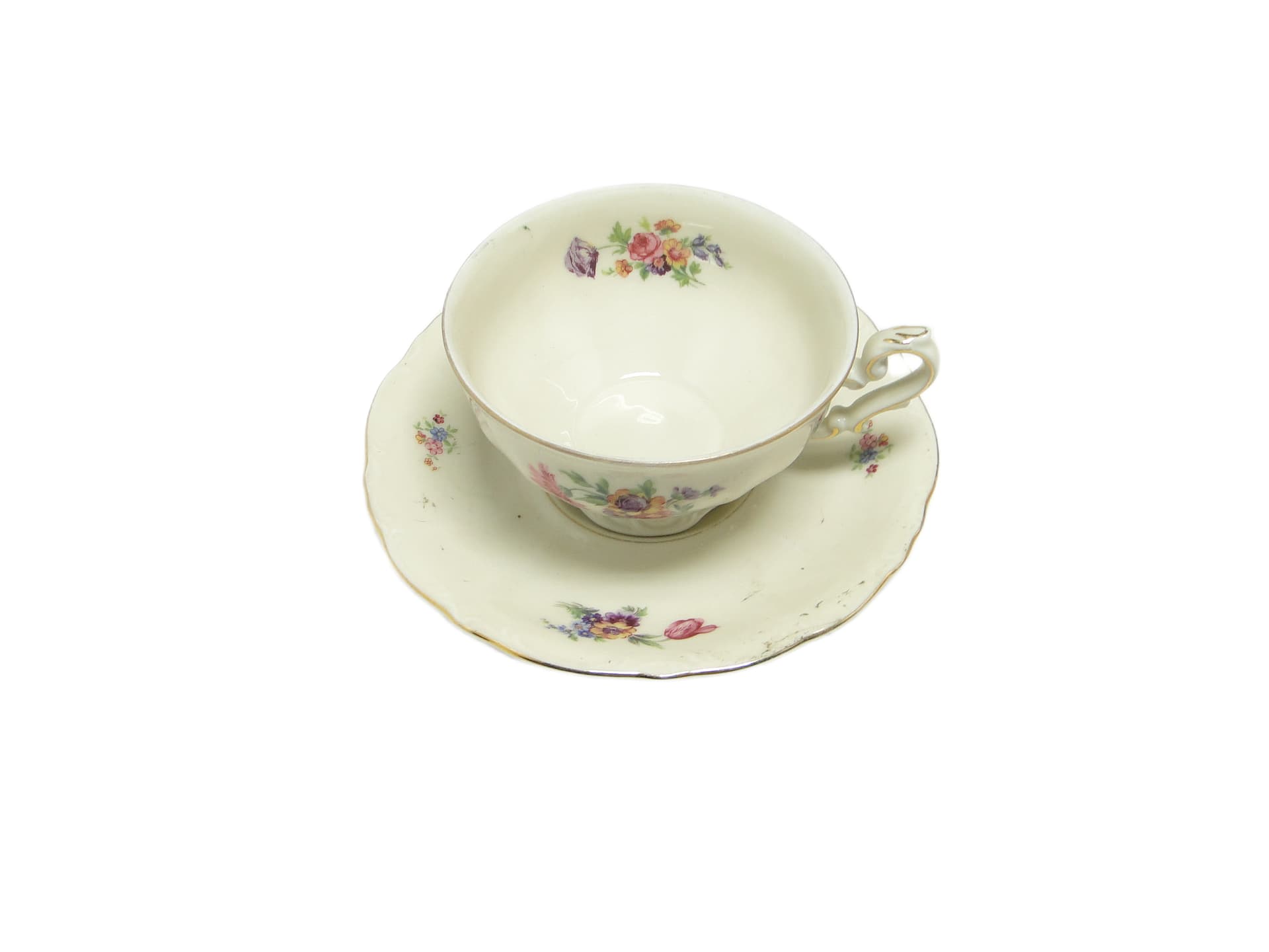 Filiżanka ze spodkiem Barok, porcelana ivory white, Niemcy, lata 30. - 95120
