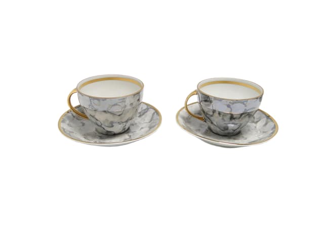 Para filiżanek Joanna, porcelana szara, Wawel, Polska, lata 70. - WYMIARY