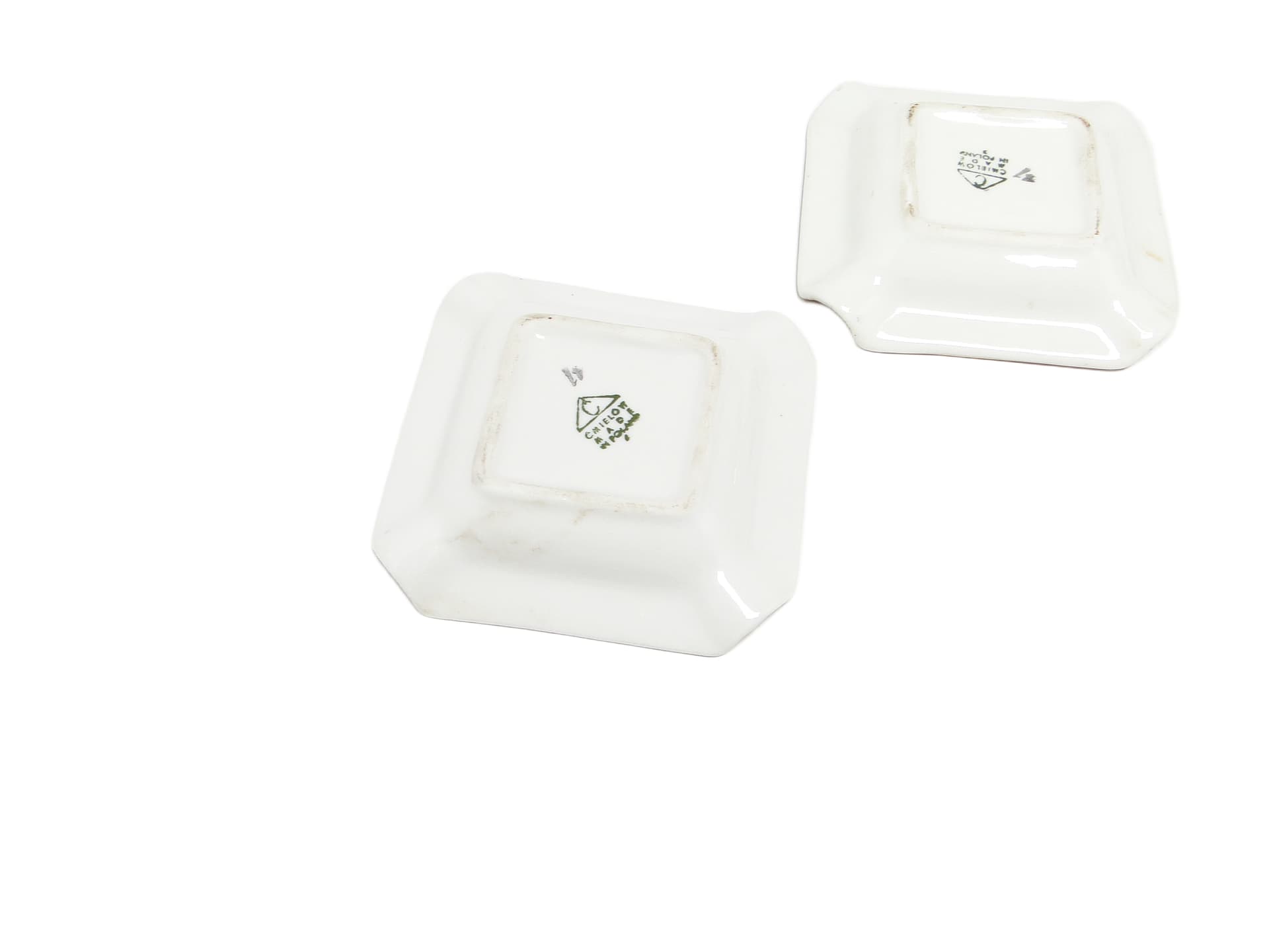 Zestaw trzech popielniczek brydżowych, mid-century modern, porcelana, Ćmielów, Polska, lata 60. - 95173