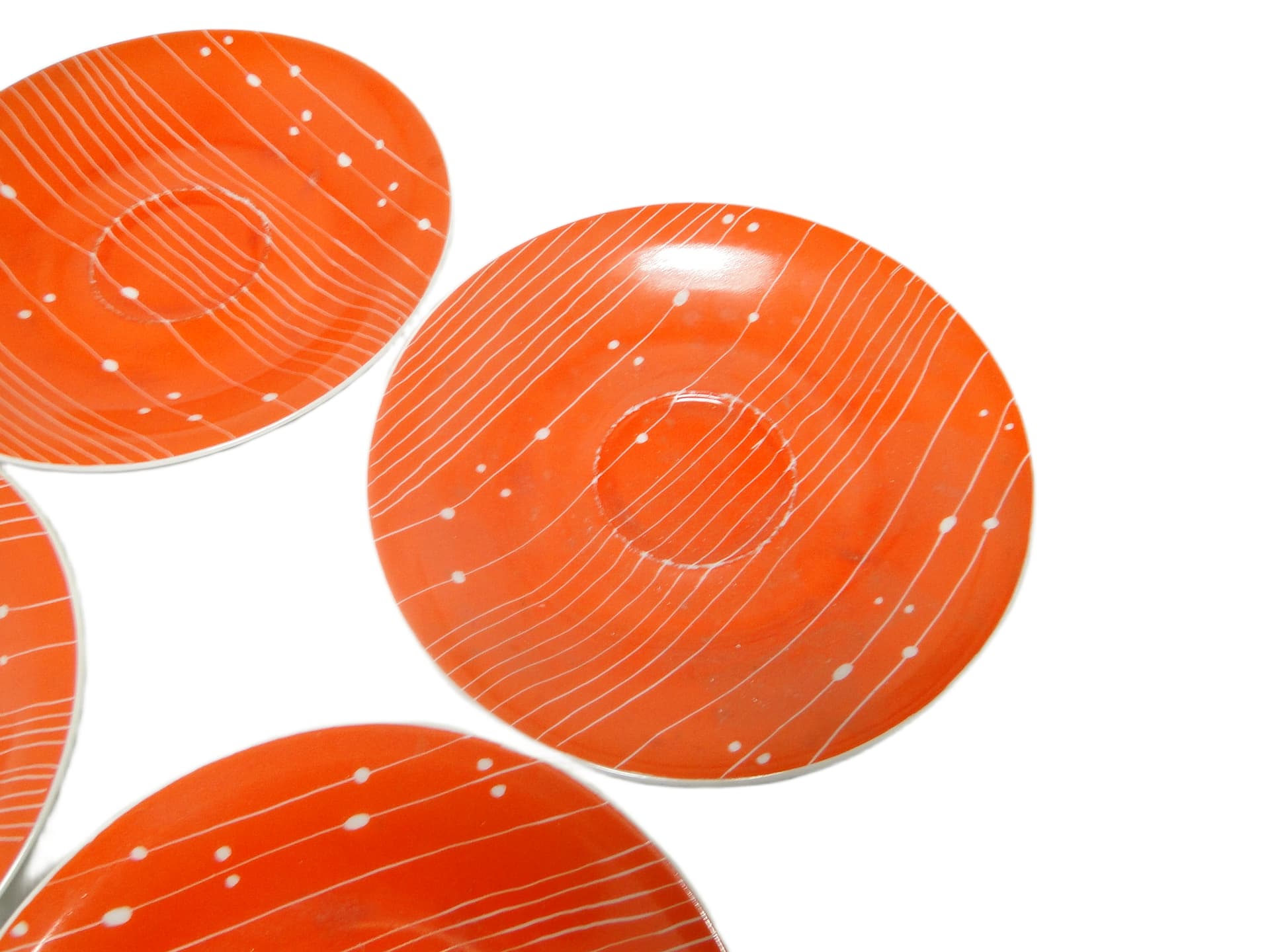 Zestaw trzech spodków Iza, mid-century modern, porcelana, Chodzież, Polska, lata 60. - 95180