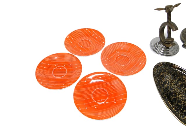 Zestaw trzech spodków Iza, mid-century modern, porcelana, Chodzież, Polska, lata 60. - WYMIARY