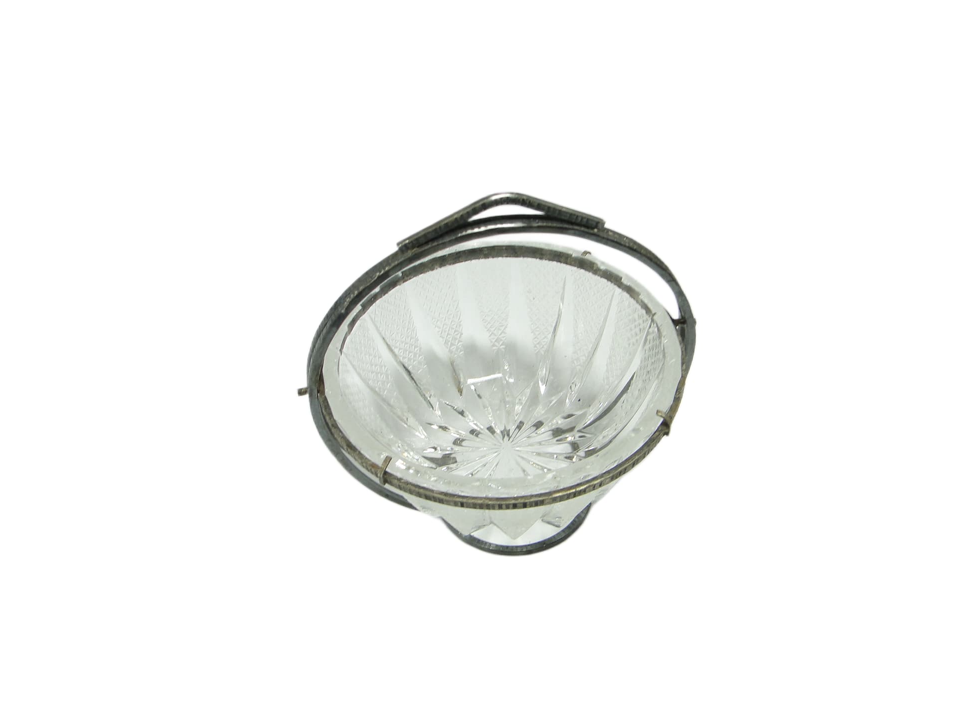 Cukiernica, mid-century modern, szkło transparent, mosiądz srebrzony, Polska, lata 60. - 95288